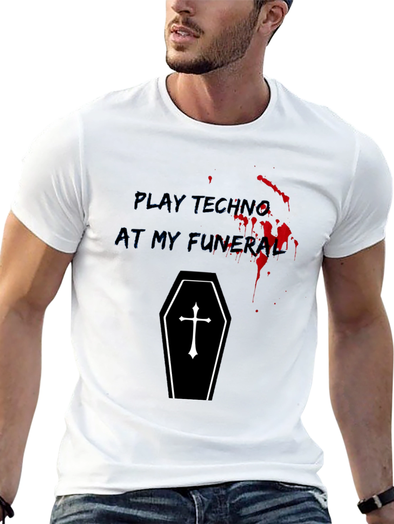 Play Techno At My Funeral Black Graphic Tee