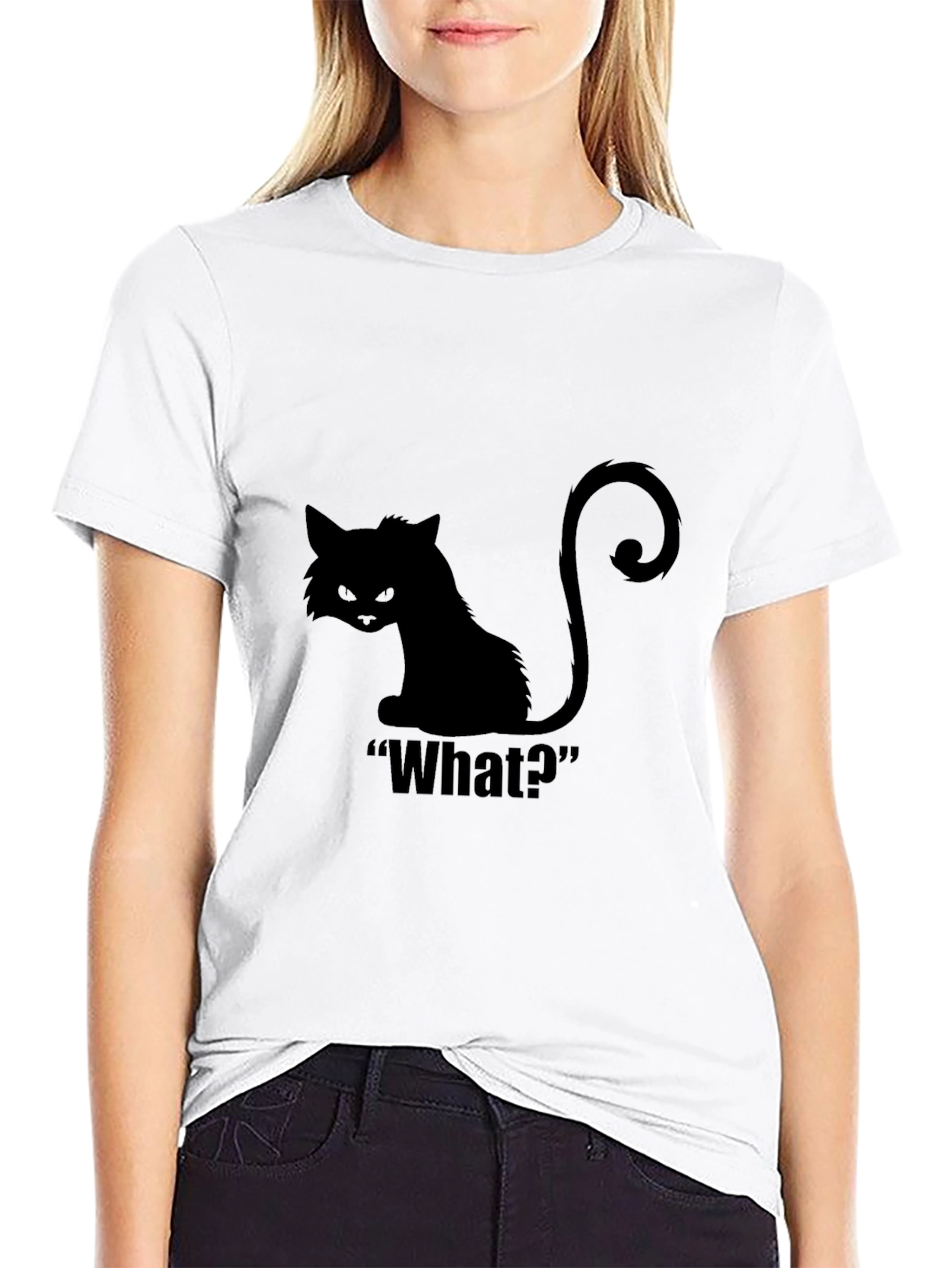 Black Cat What? Graphic T-Shirt