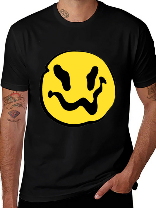 Rorschach Smiley Face Graphic Tee - Black Cotton Blend