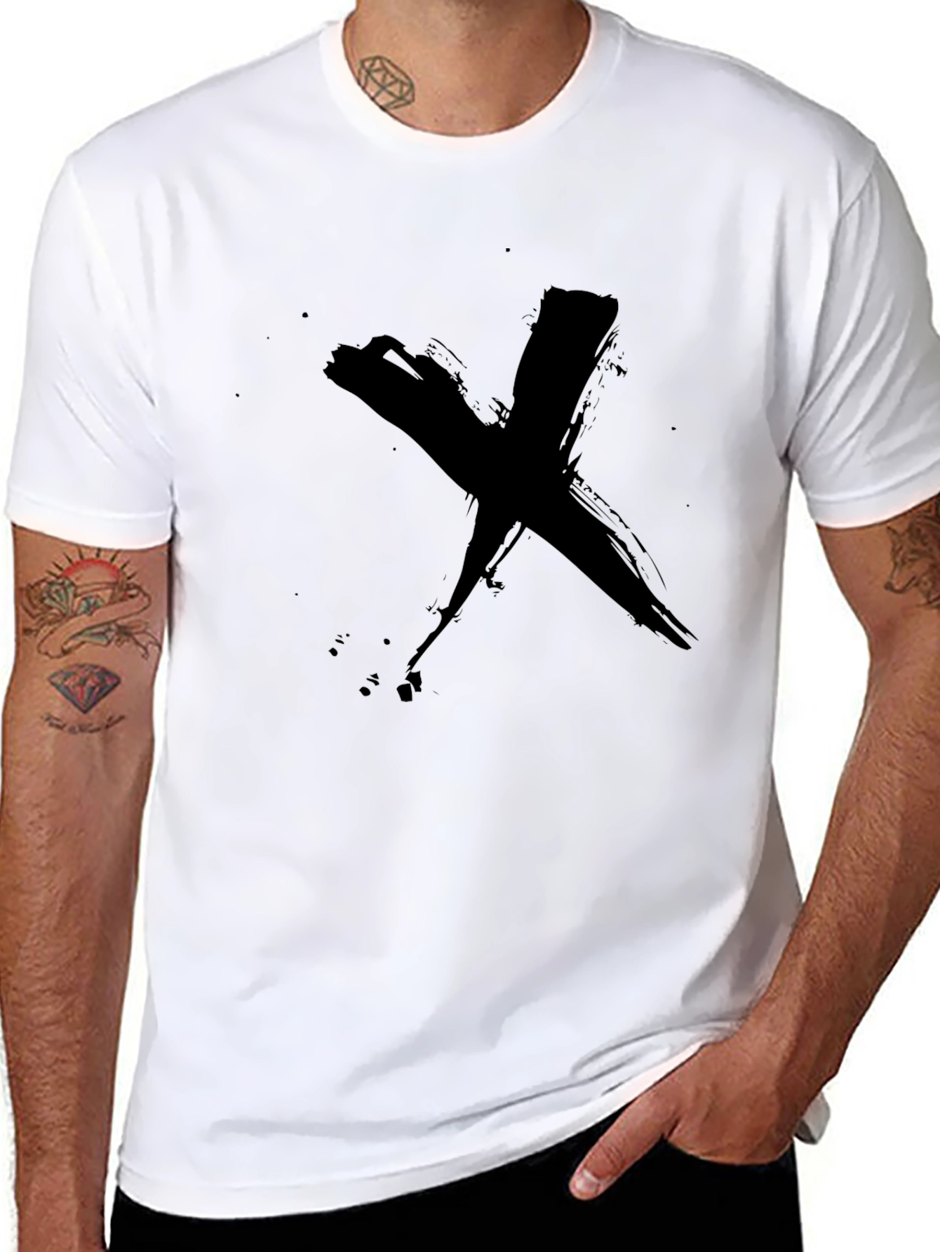 Abstract Brush Stroke X Graphic T-Shirt