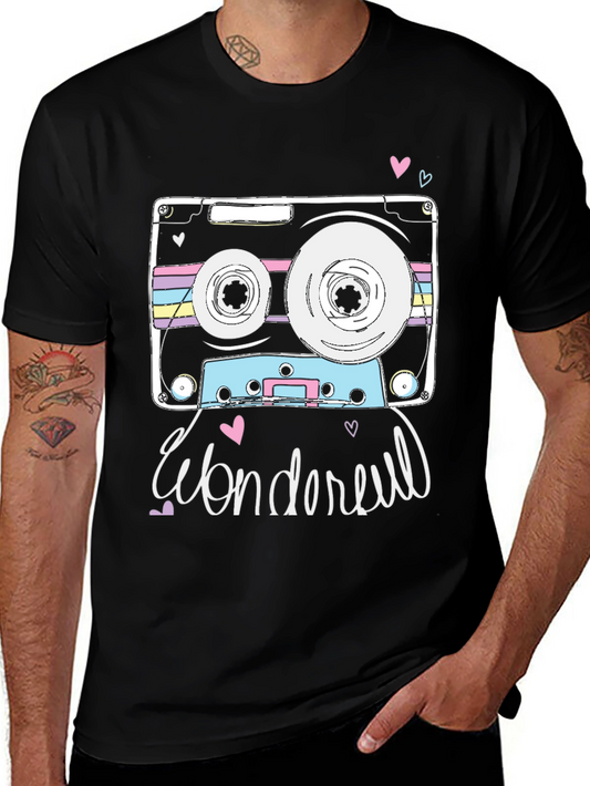 Retro Cassette Tape Graphic T-Shirt - Wonderful Design