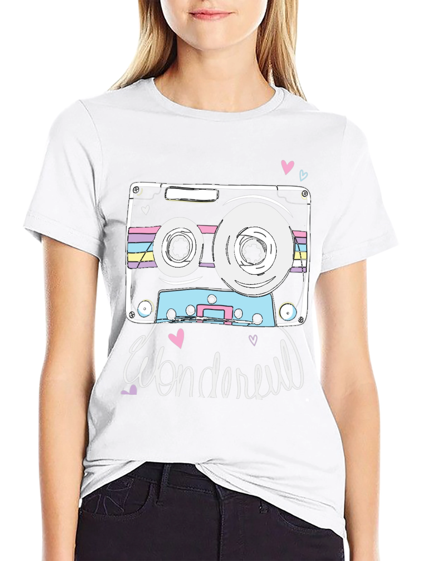 Retro Cassette Tape Graphic T-Shirt - Wonderful Design