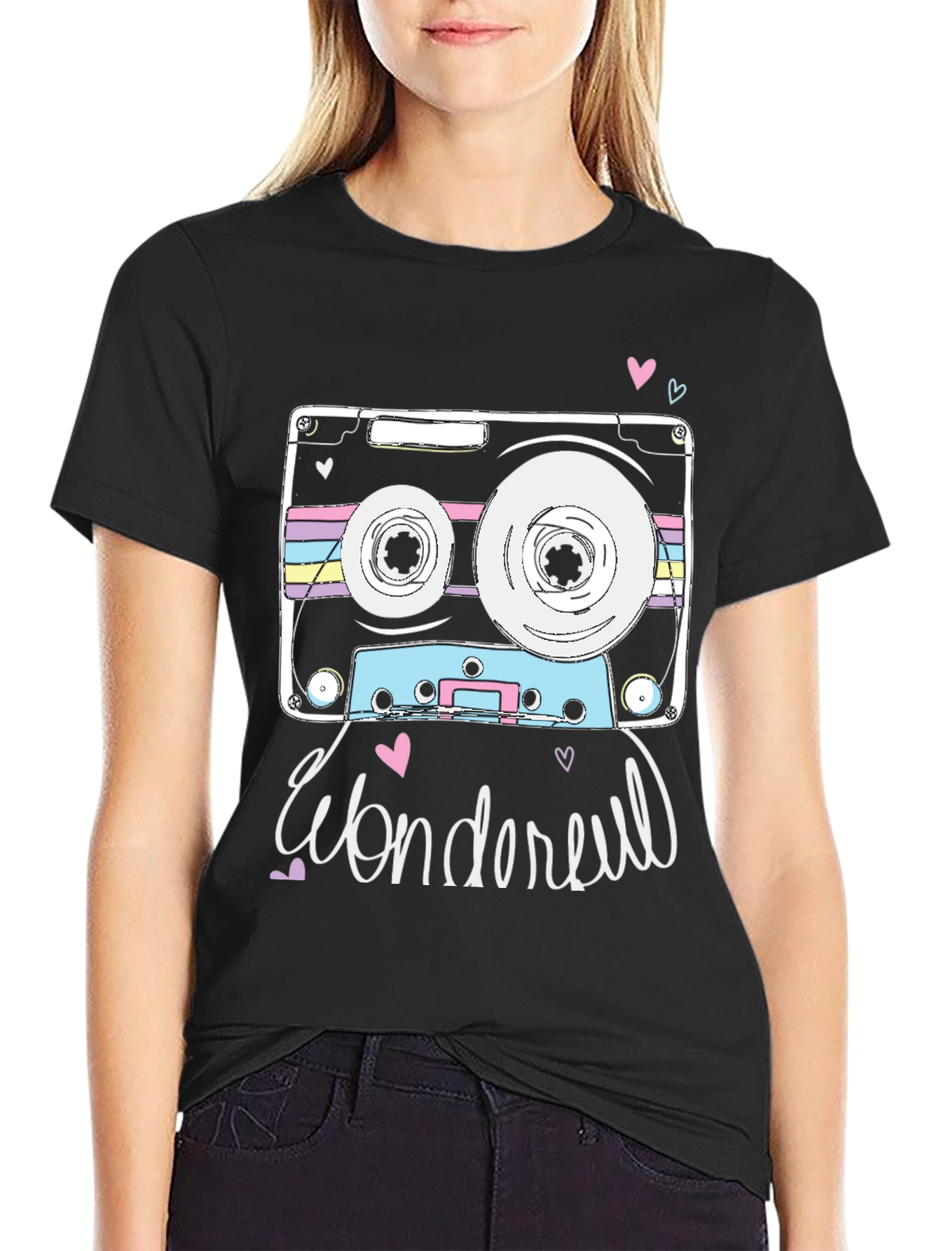Retro Cassette Tape Graphic T-Shirt - Wonderful Design