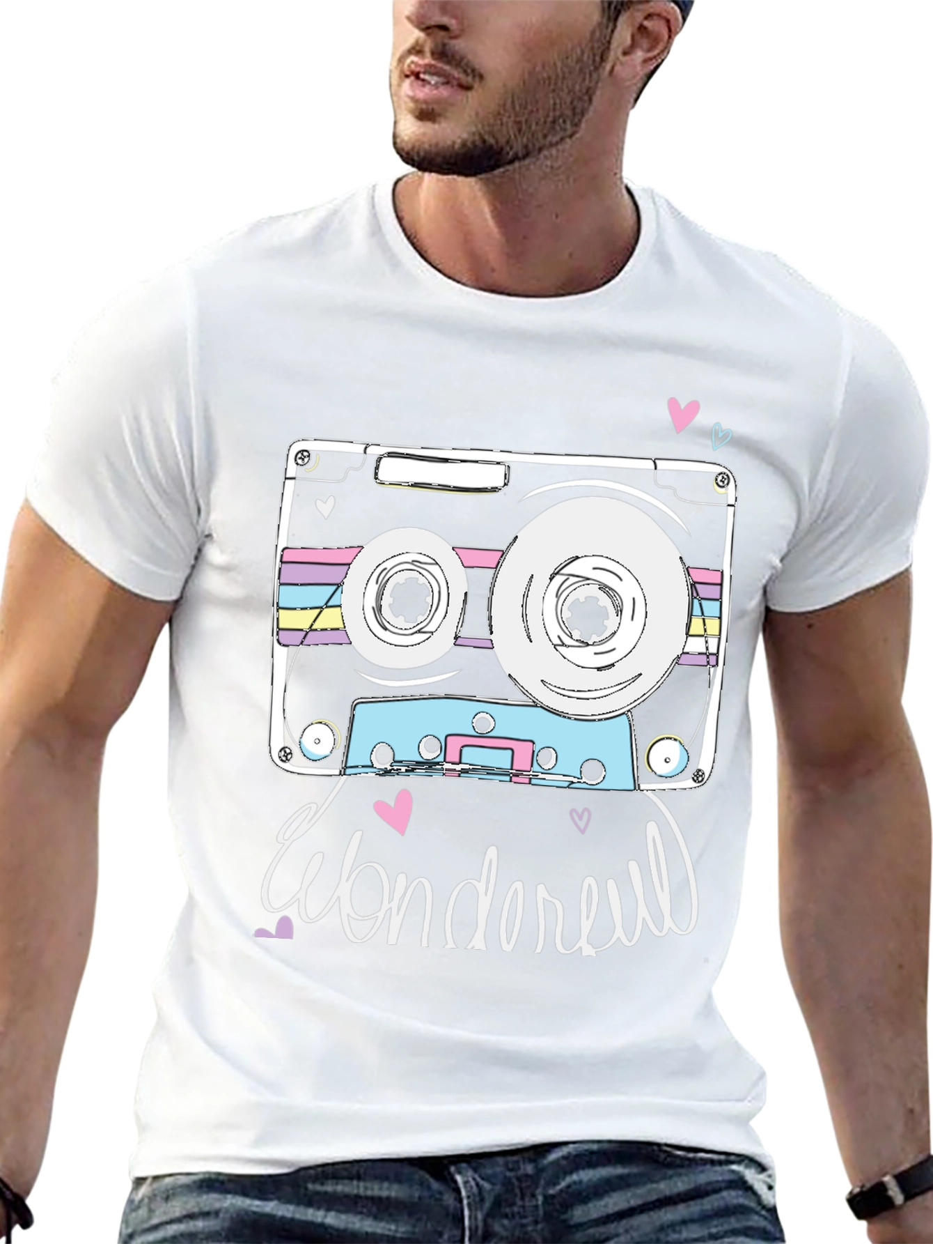 Retro Cassette Tape Graphic T-Shirt - Wonderful Design