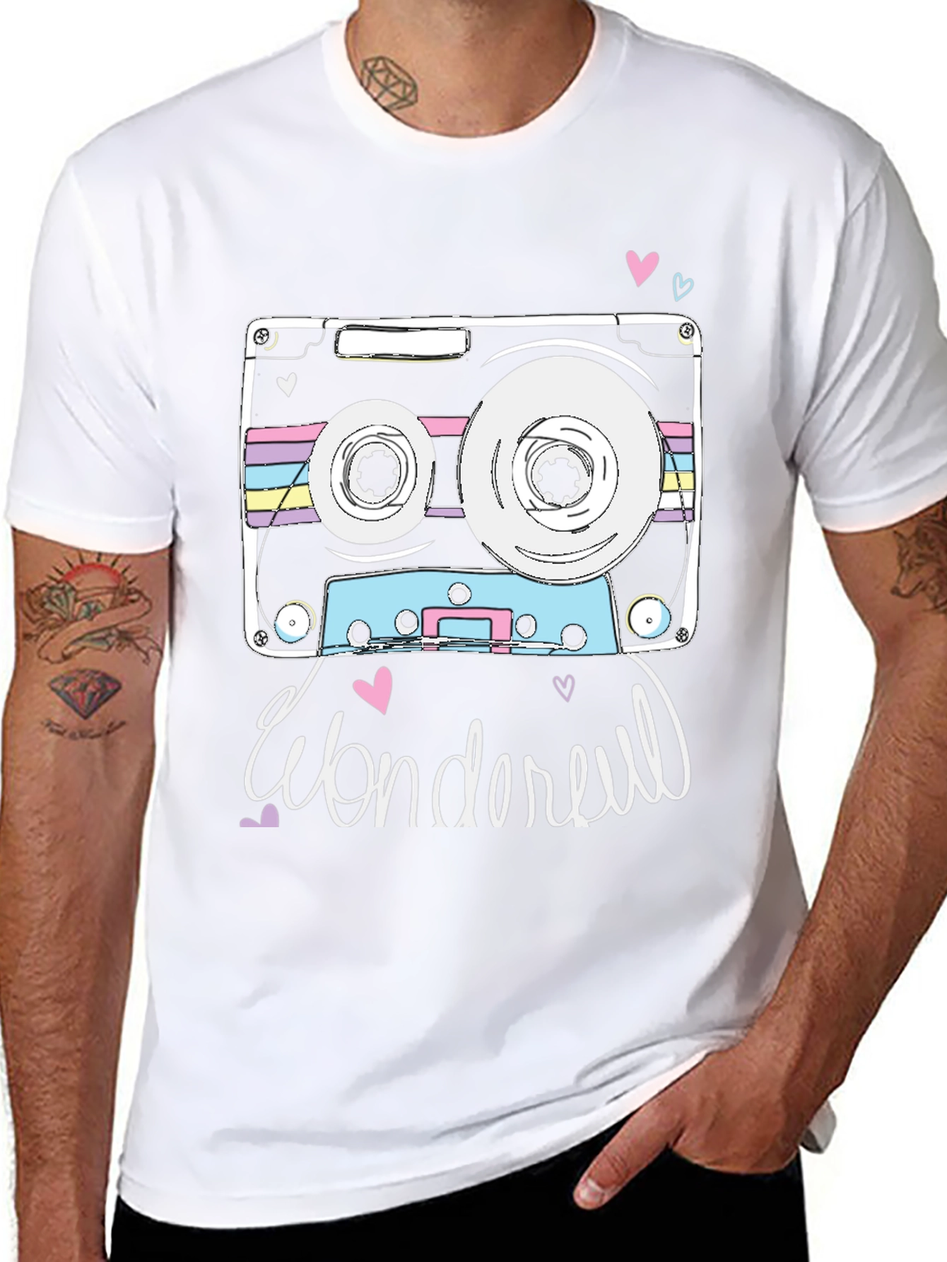 Retro Cassette Tape Graphic T-Shirt - Wonderful Design