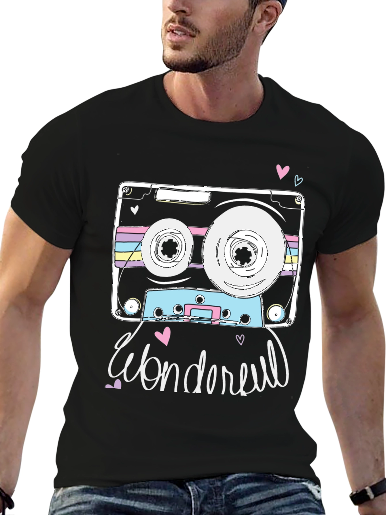 Retro Cassette Tape Graphic T-Shirt - Wonderful Design