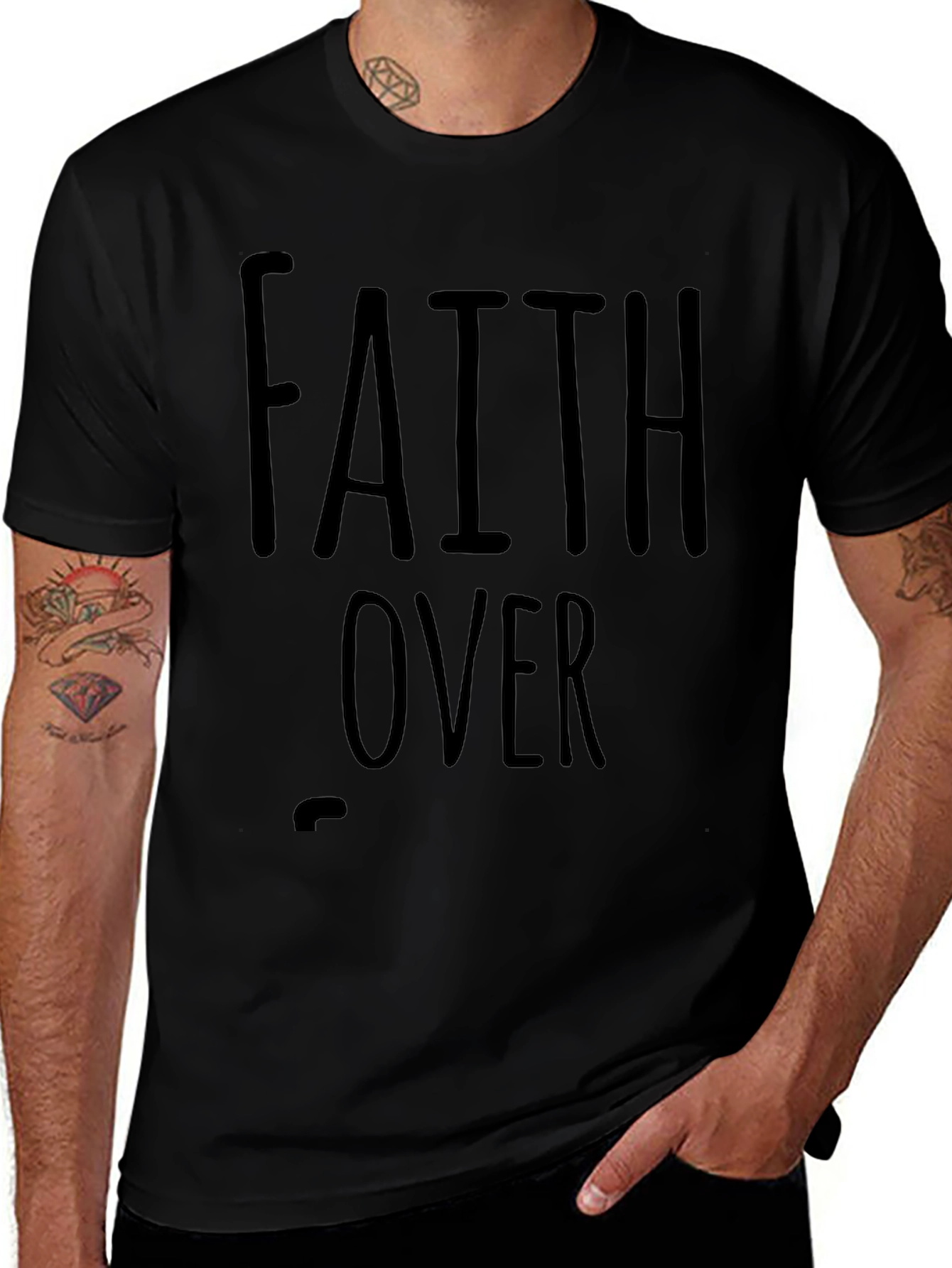 Faith Over Fear Graphic Tee - Black Cotton T-Shirt