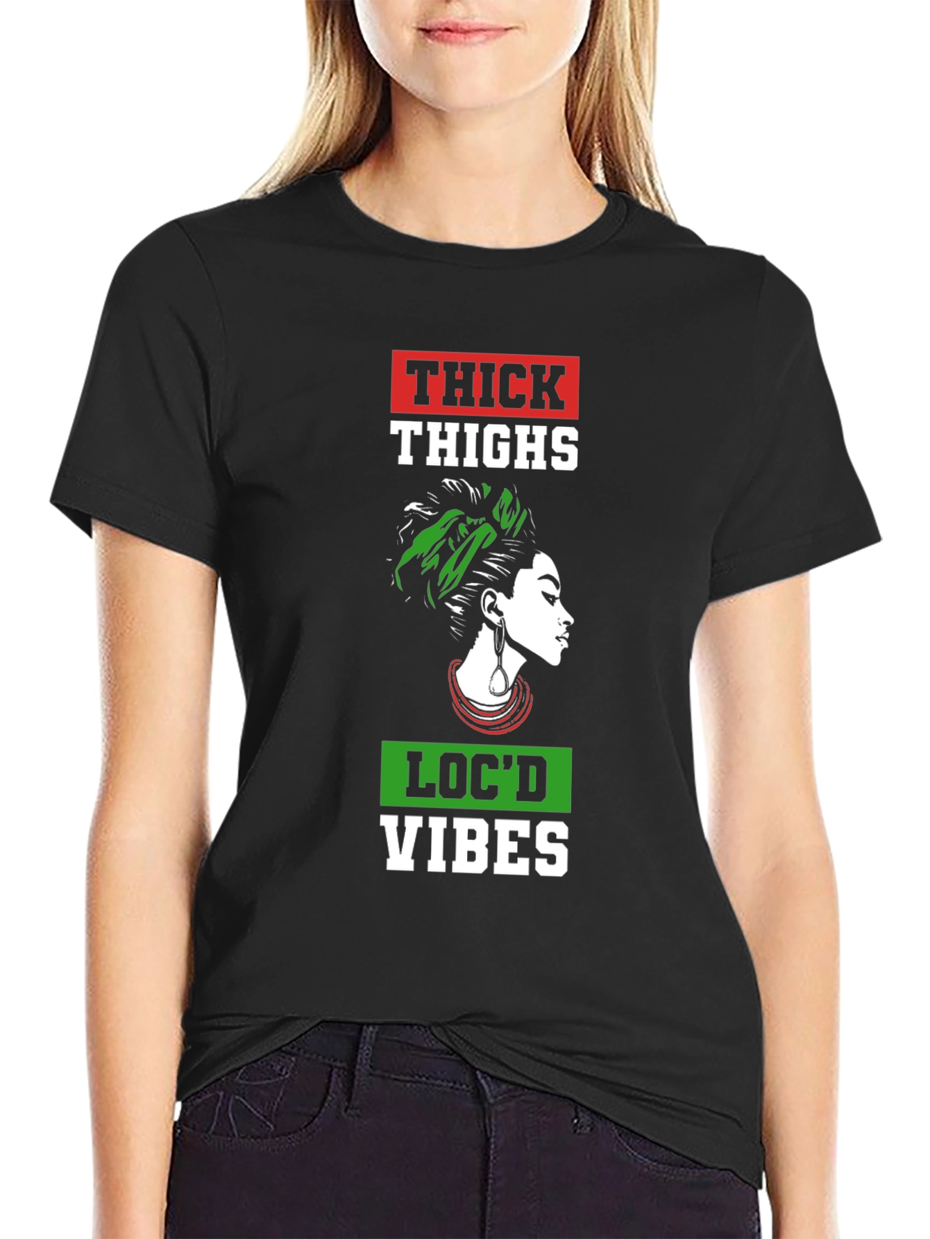 Thick Thighs Locd Vibes Graphic Tee - Black