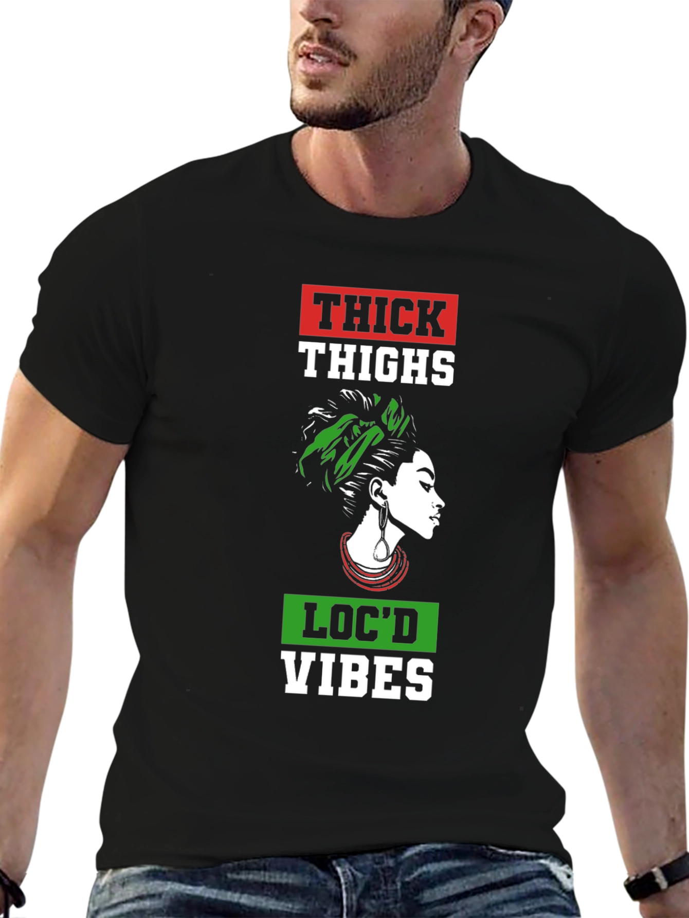 Thick Thighs Locd Vibes Graphic Tee - Black