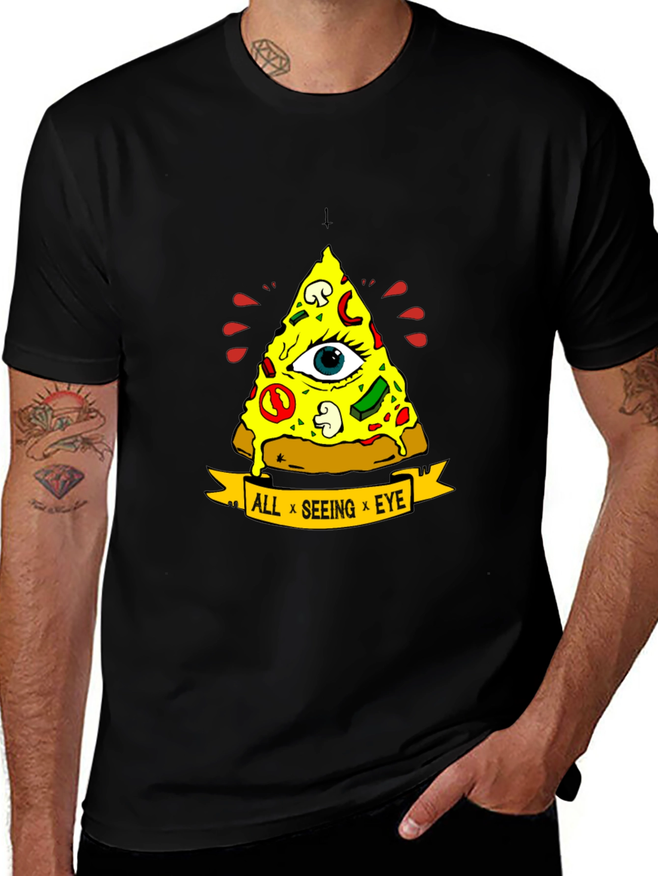 All Seeing Eye Pizza Slice Graphic Tee