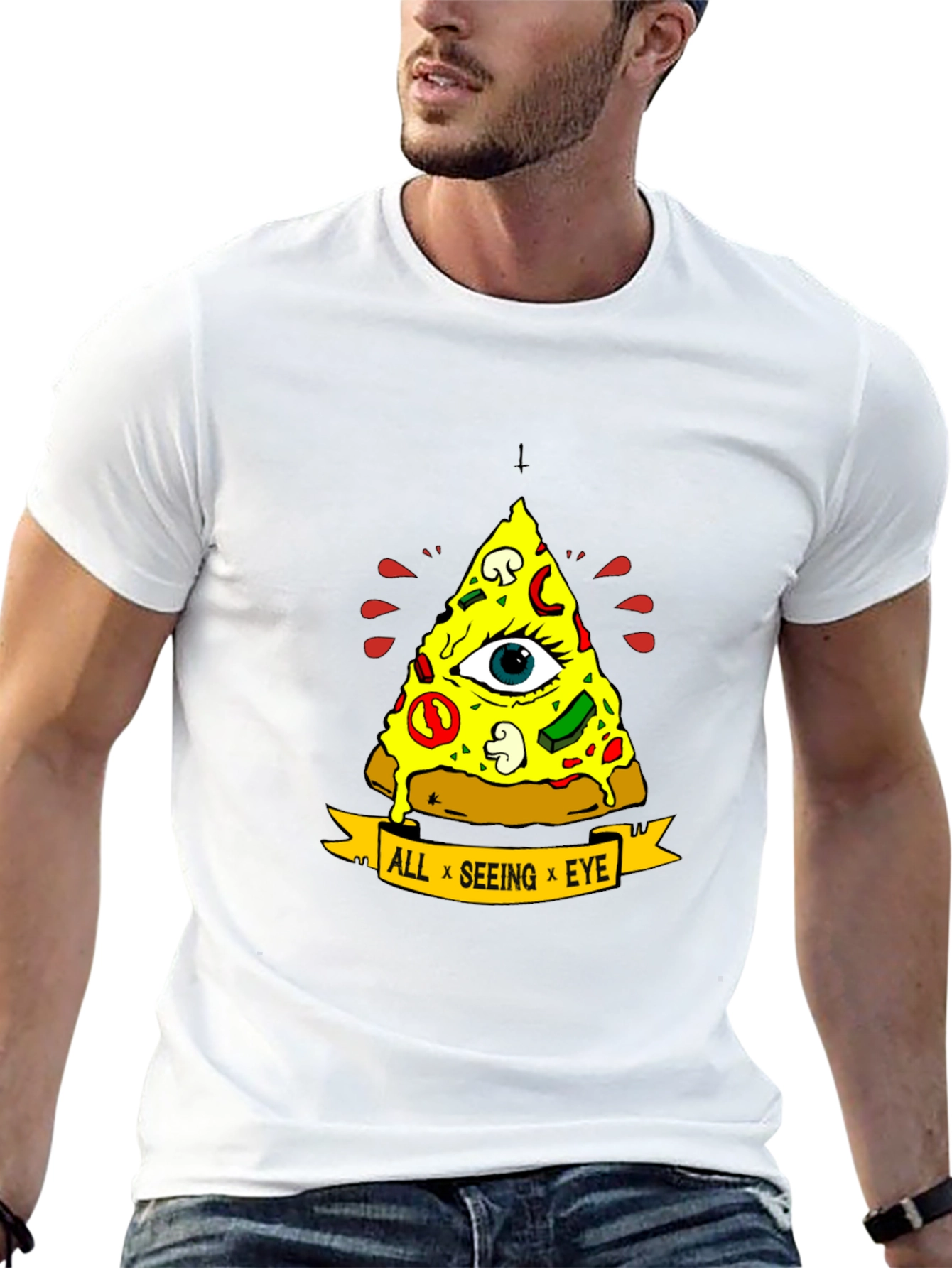 All Seeing Eye Pizza Slice Graphic Tee