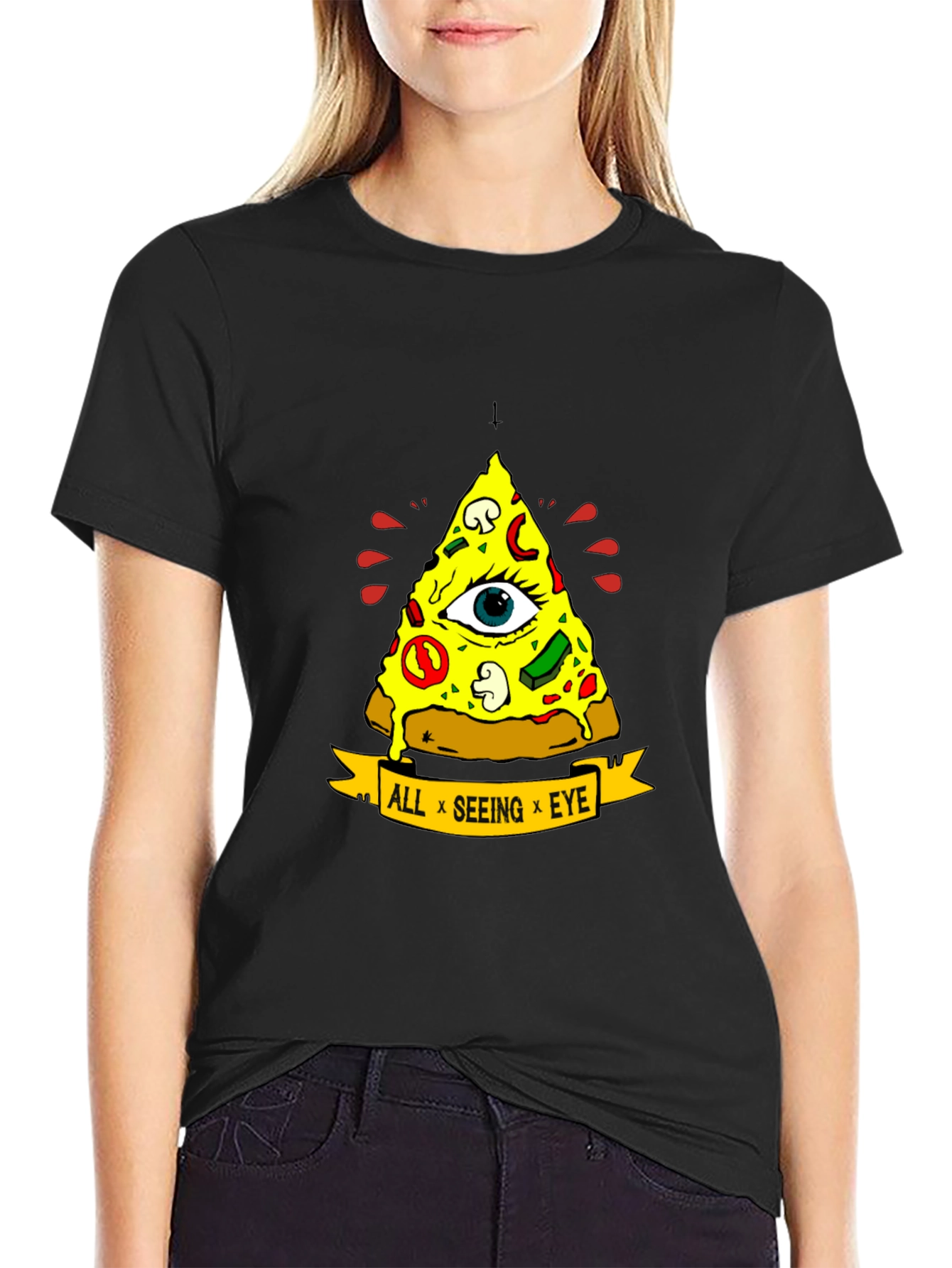 All Seeing Eye Pizza Slice Graphic Tee