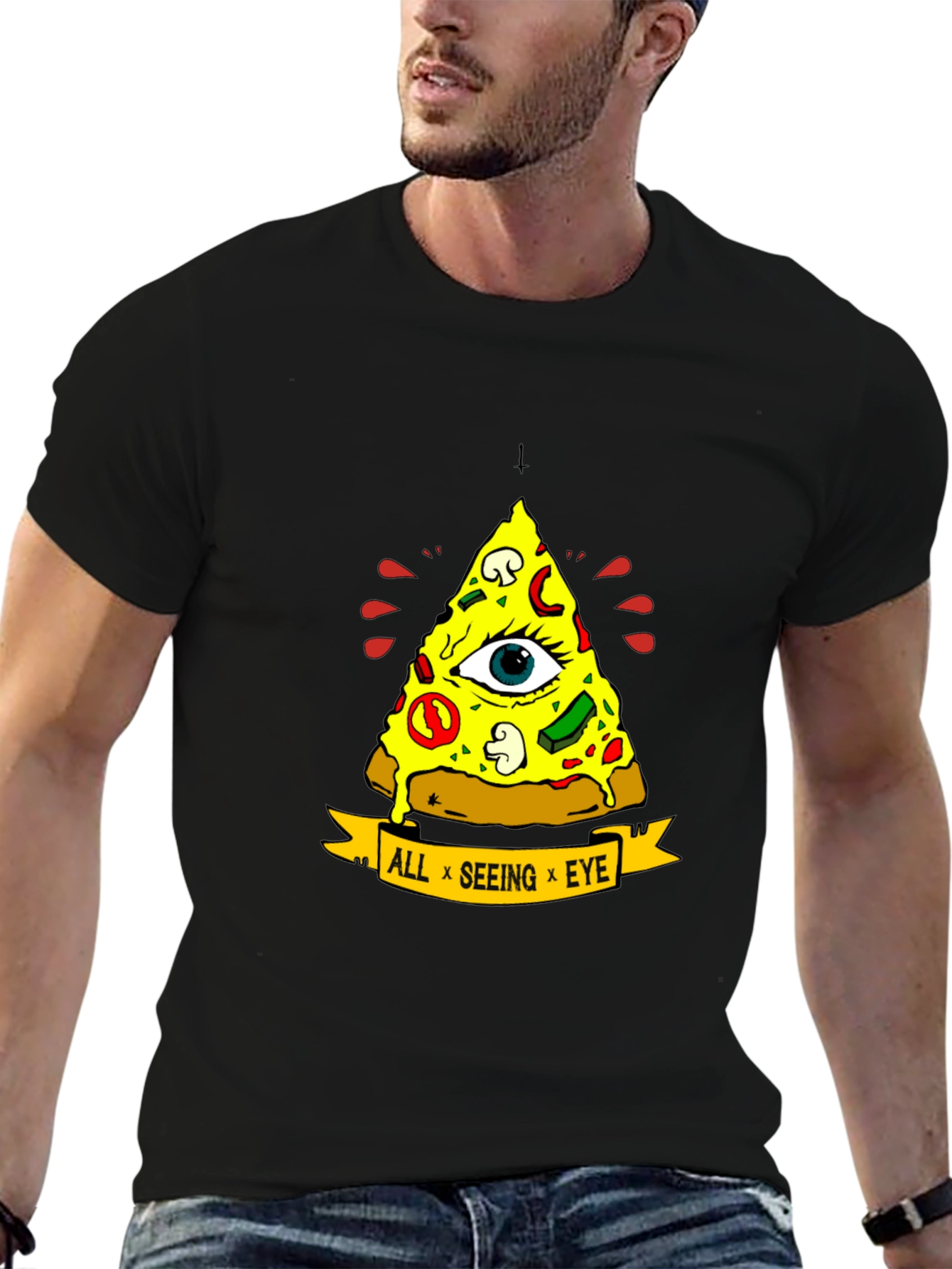 All Seeing Eye Pizza Slice Graphic Tee