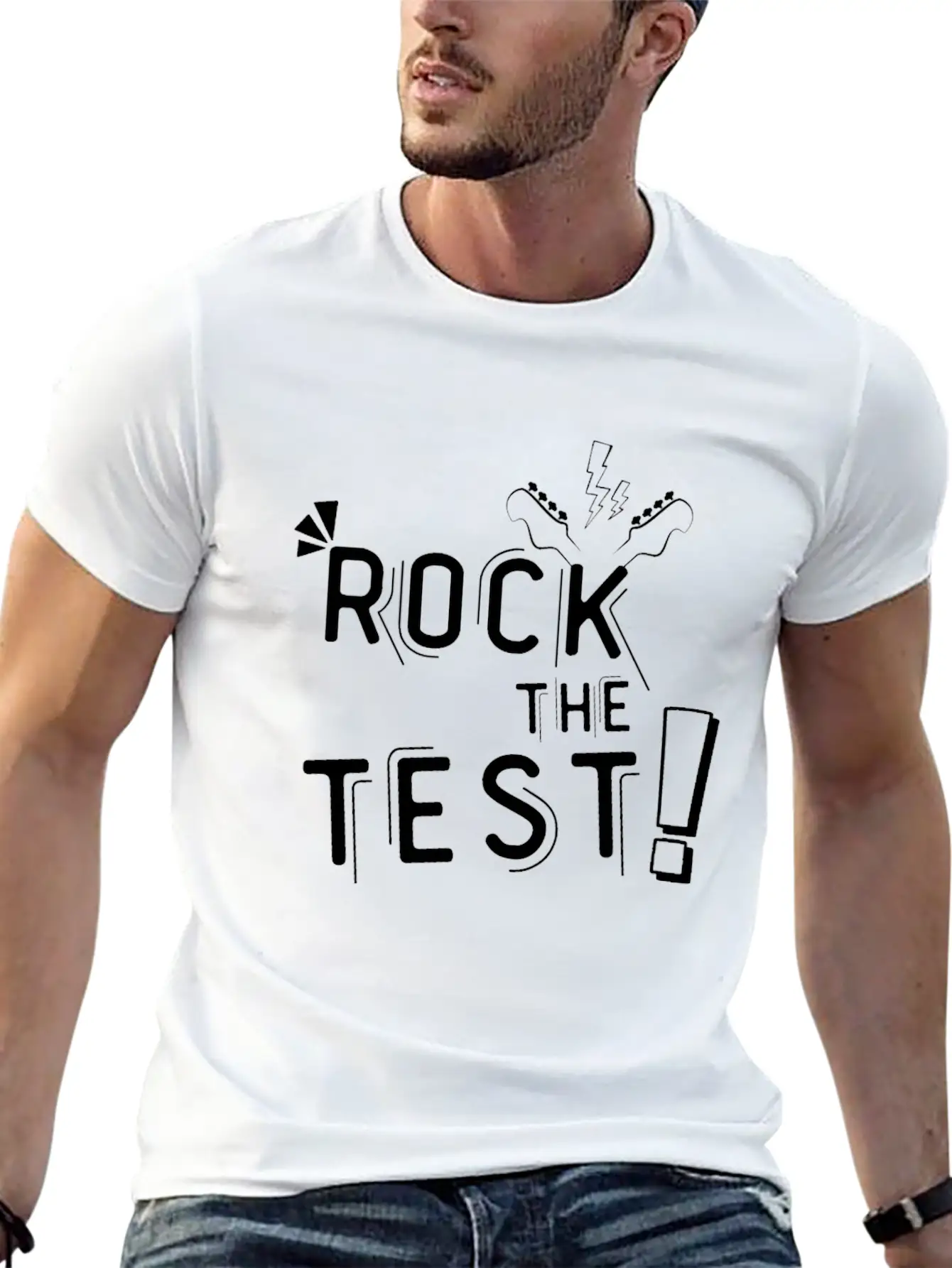 Rock The Test Shake Test Guitar Unisex Casual T-Shirt – Clean Design For Daily Comfort