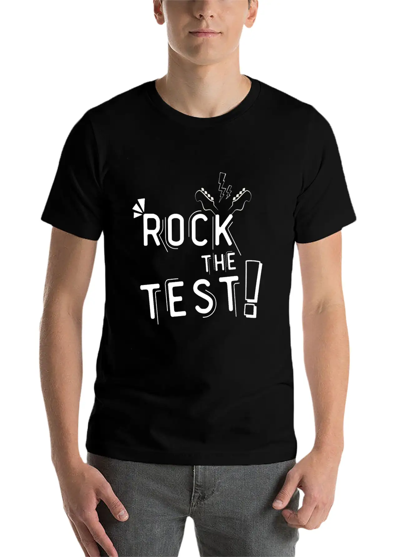 Rock The Test Shake Test Guitar Unisex Casual T-Shirt – Clean Design For Daily Comfort