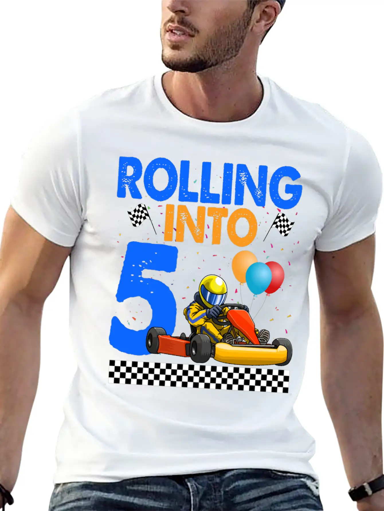 Rolling Into 5 Kart Racer Unisex Casual T-Shirt – Clean Design For Daily Comfort