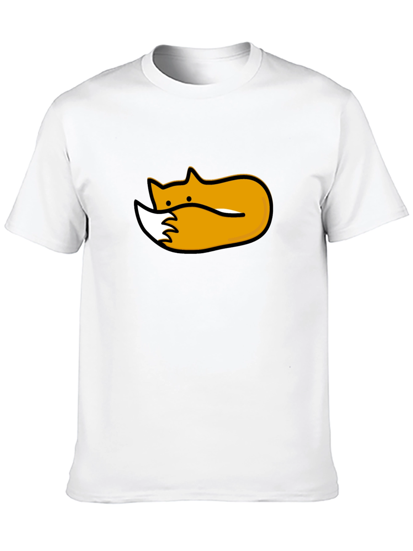 Cute Sleeping Fox Graphic Tee - Black