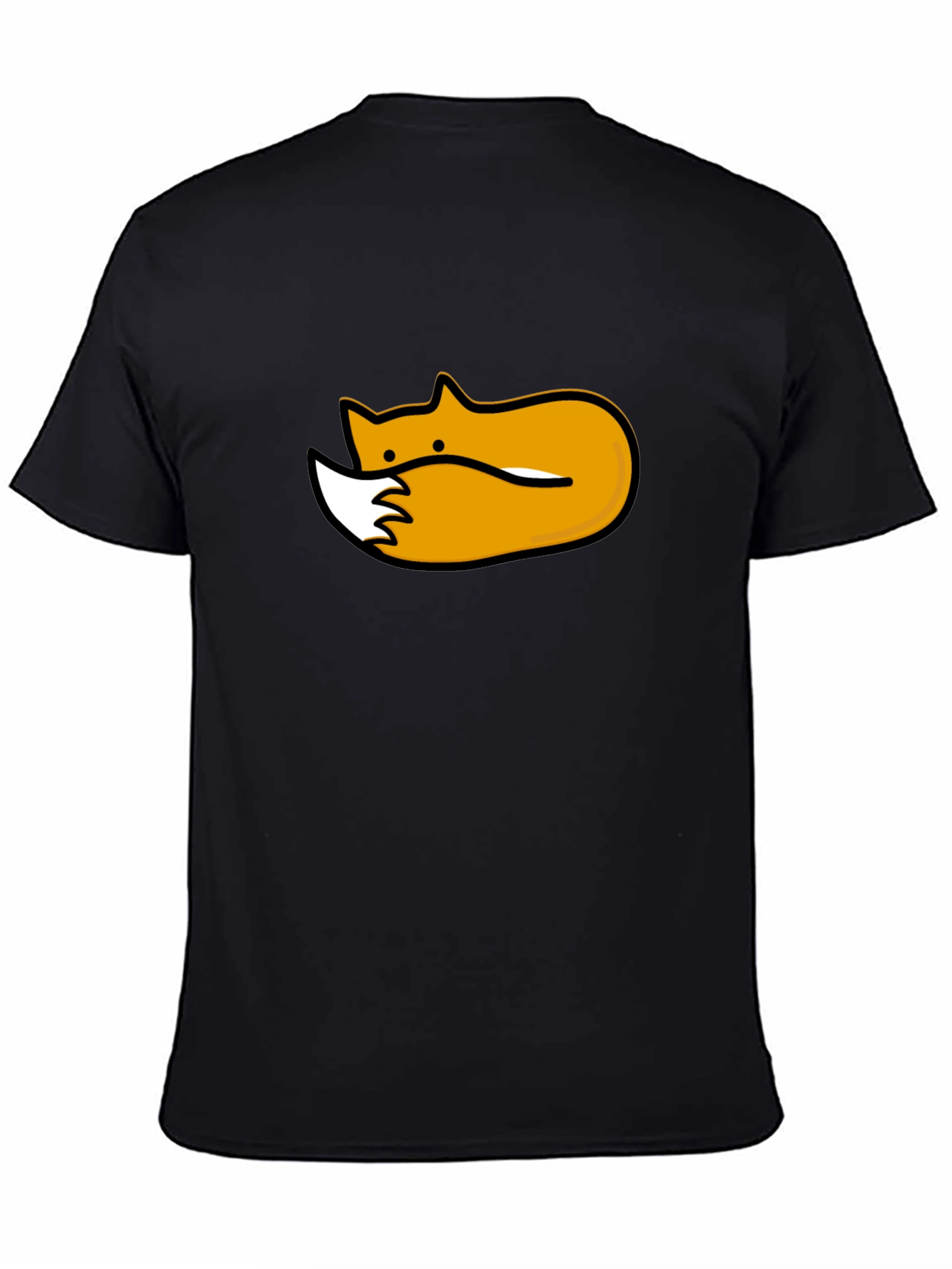 Cute Sleeping Fox Graphic Tee - Black