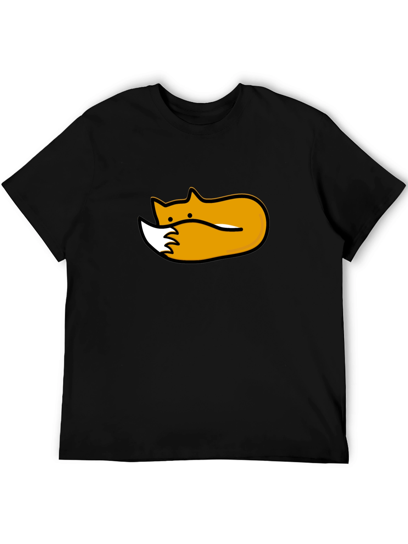 Cute Sleeping Fox Graphic Tee - Black