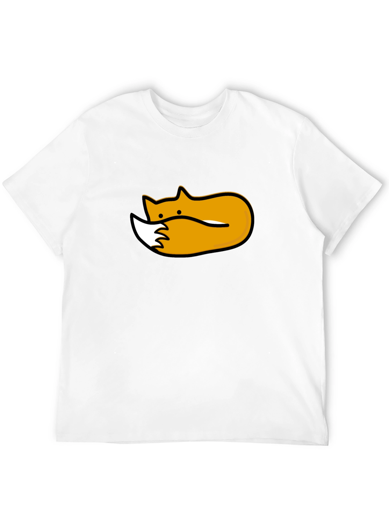 Cute Sleeping Fox Graphic Tee - Black