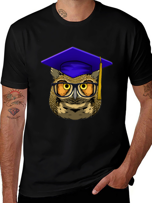 Graduation Owl Graphic Tee - Black