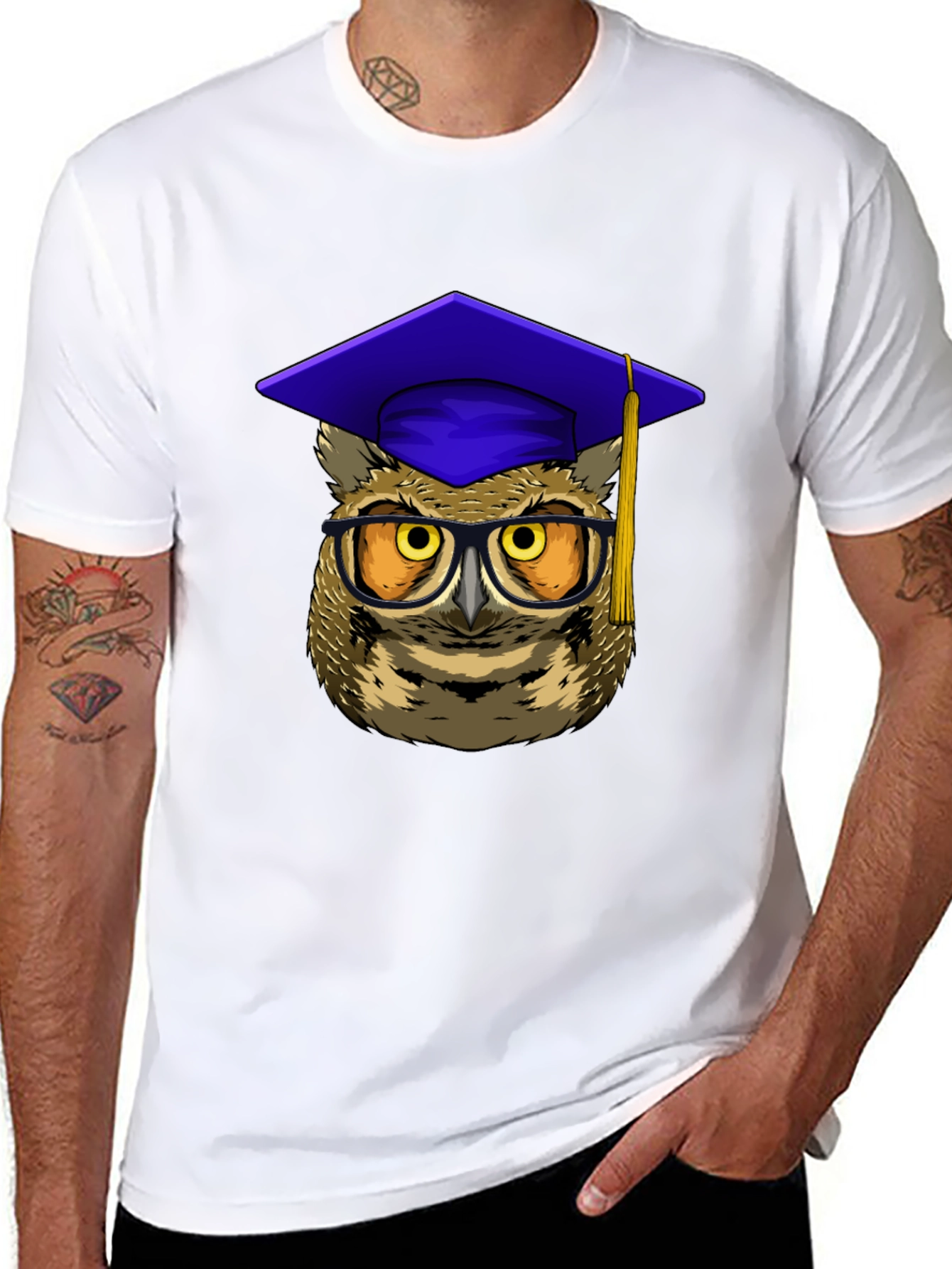 Graduation Owl Graphic Tee - Black