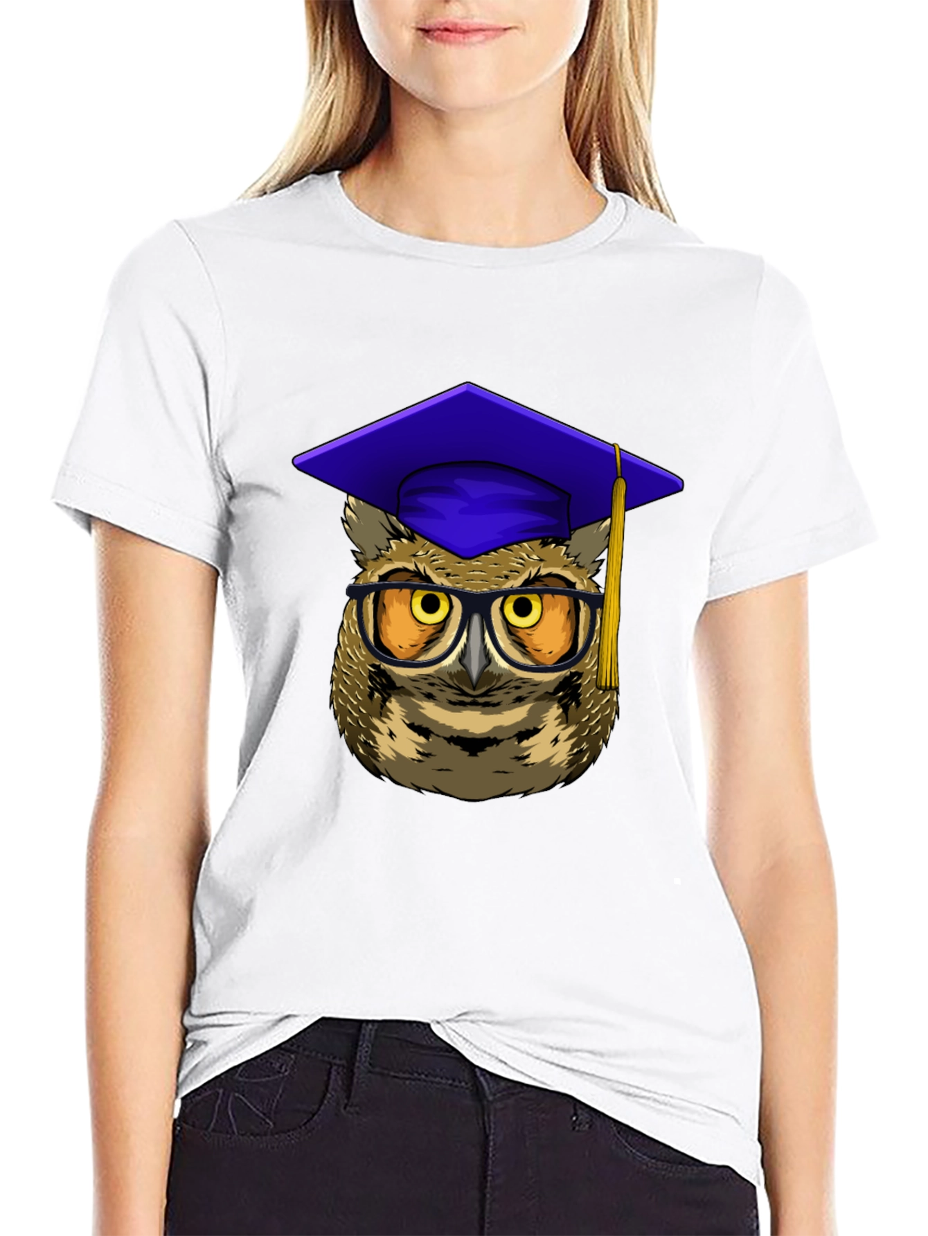 Graduation Owl Graphic Tee - Black