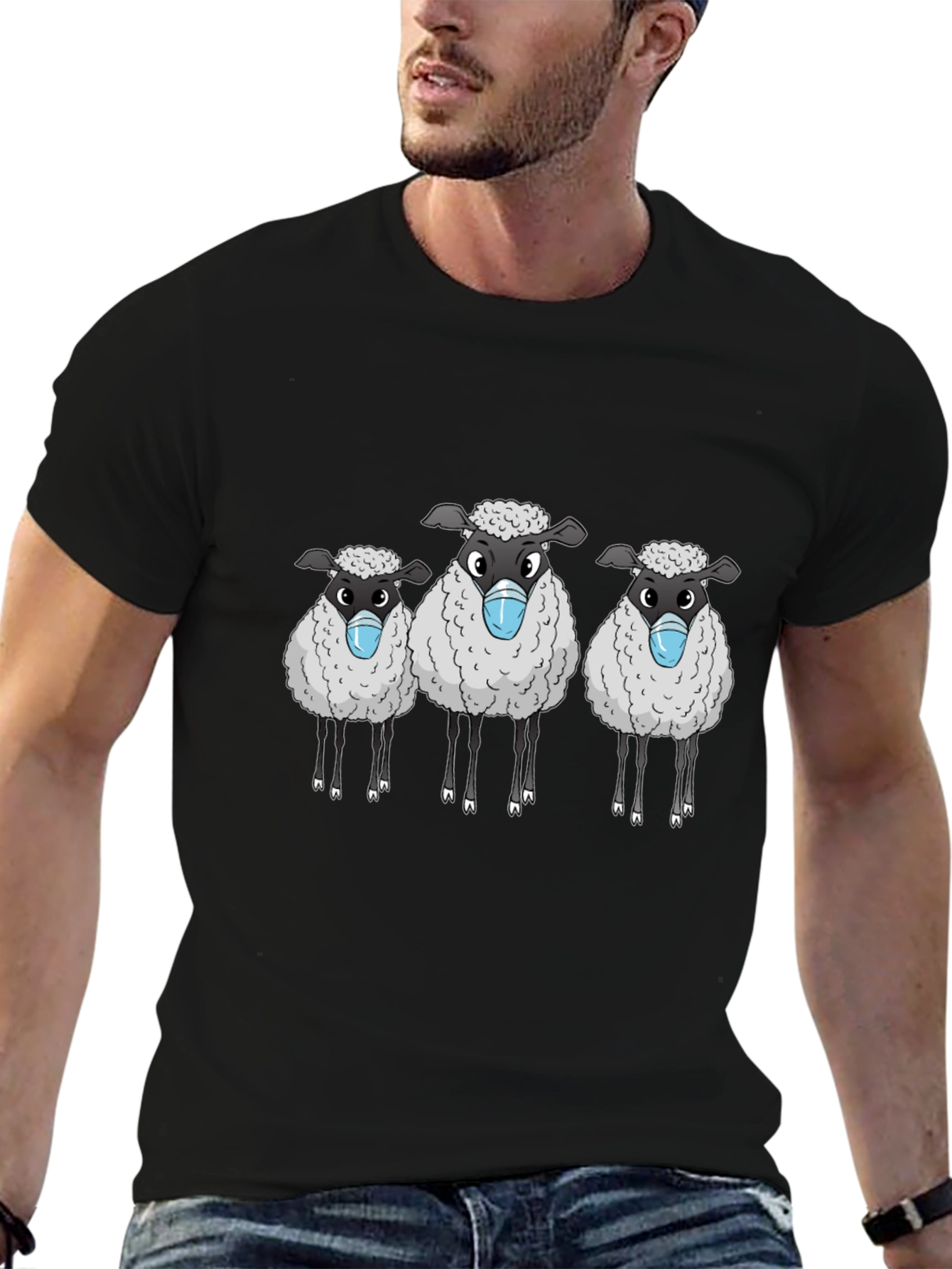 Sheep Wearing Masks Graphic Tee