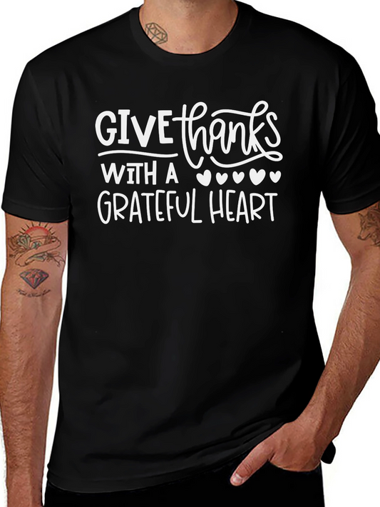 Give Thanks Grateful Heart Black T-Shirt