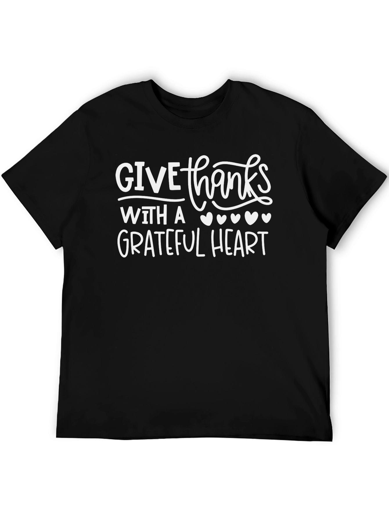 Give Thanks Grateful Heart Black T-Shirt