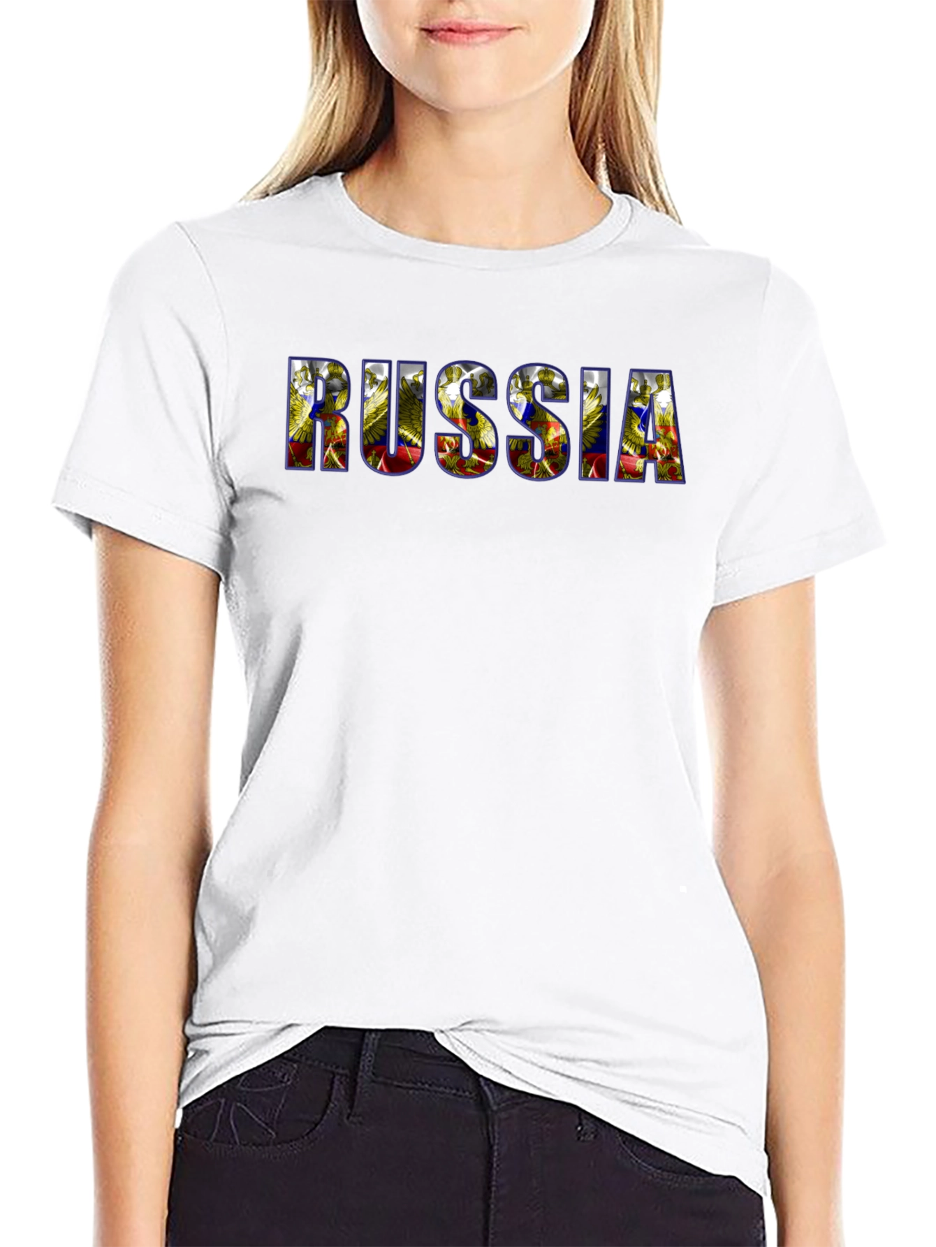 Russia Graphic Print Black T-Shirt