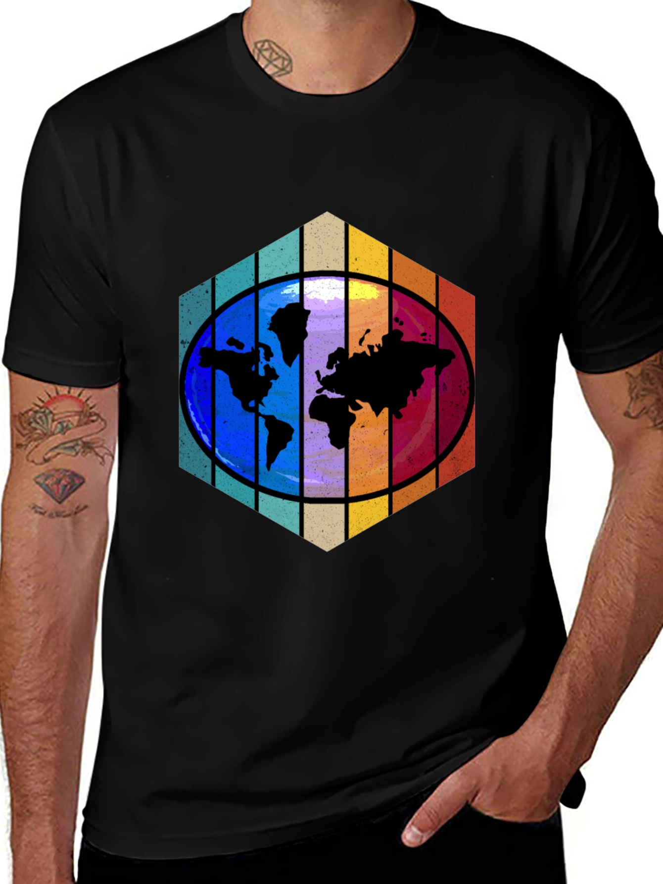 World Map Graphic Tee - Black