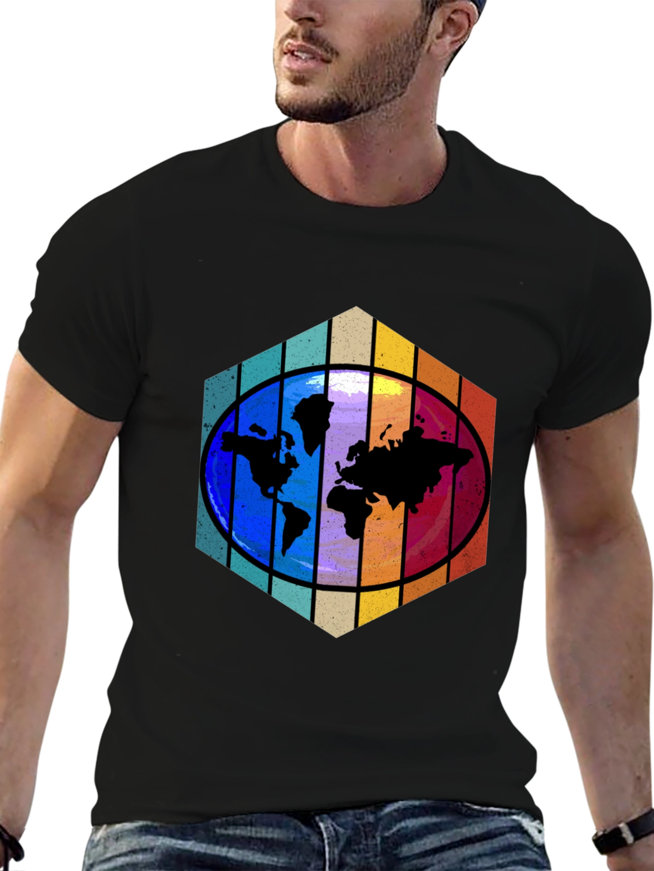 World Map Graphic Tee - Black