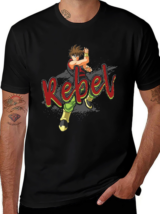 Rebel Anime Graphic Black T-Shirt