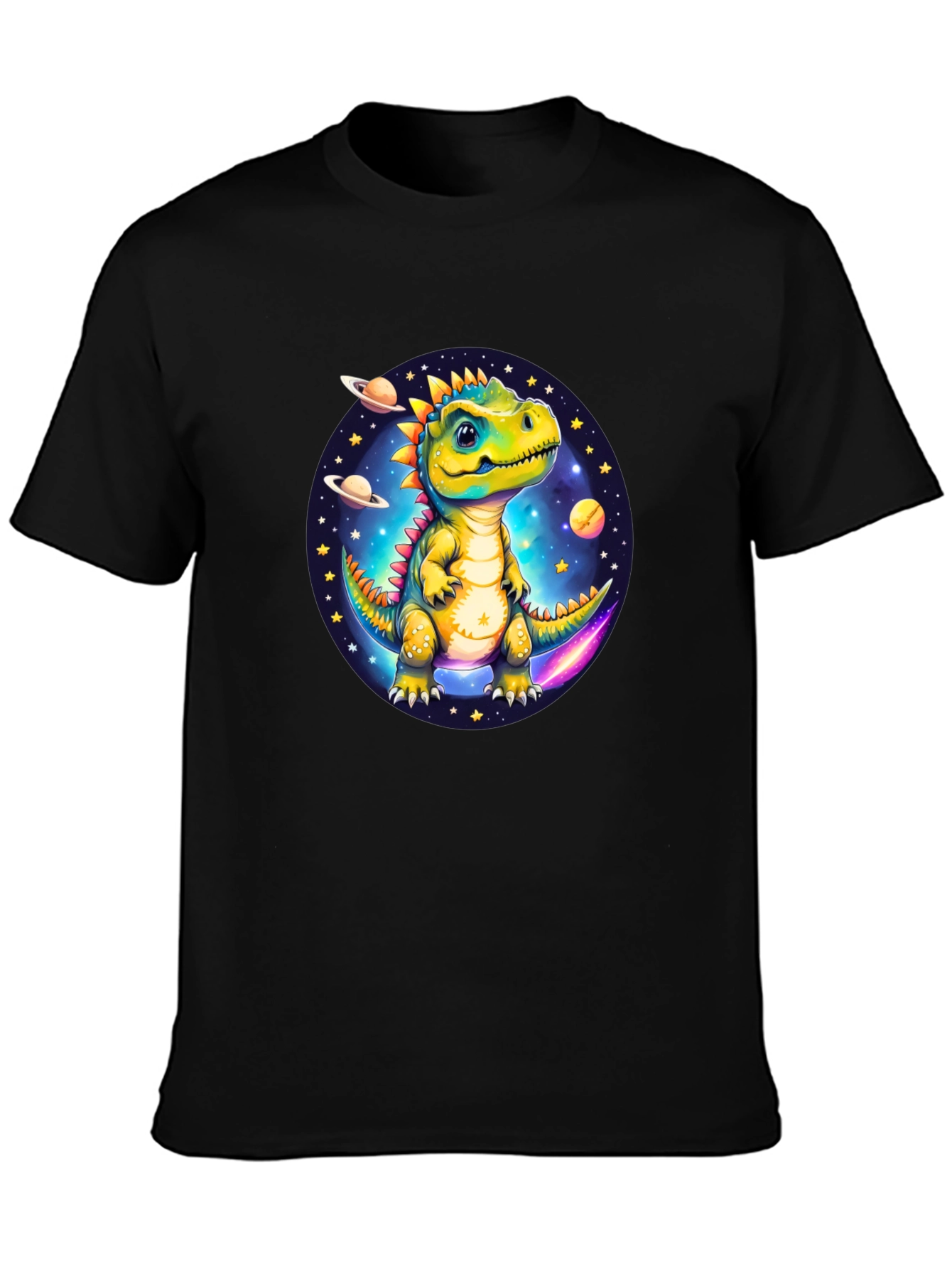 Dino in Space Black T-Shirt