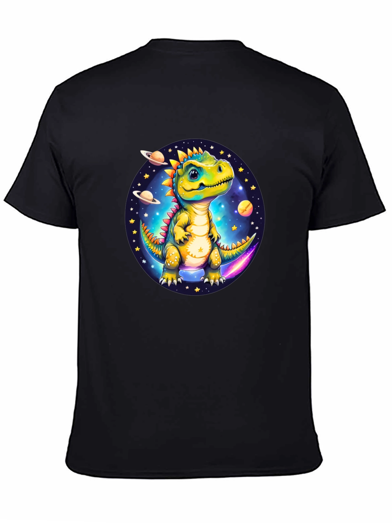 Dino in Space Black T-Shirt
