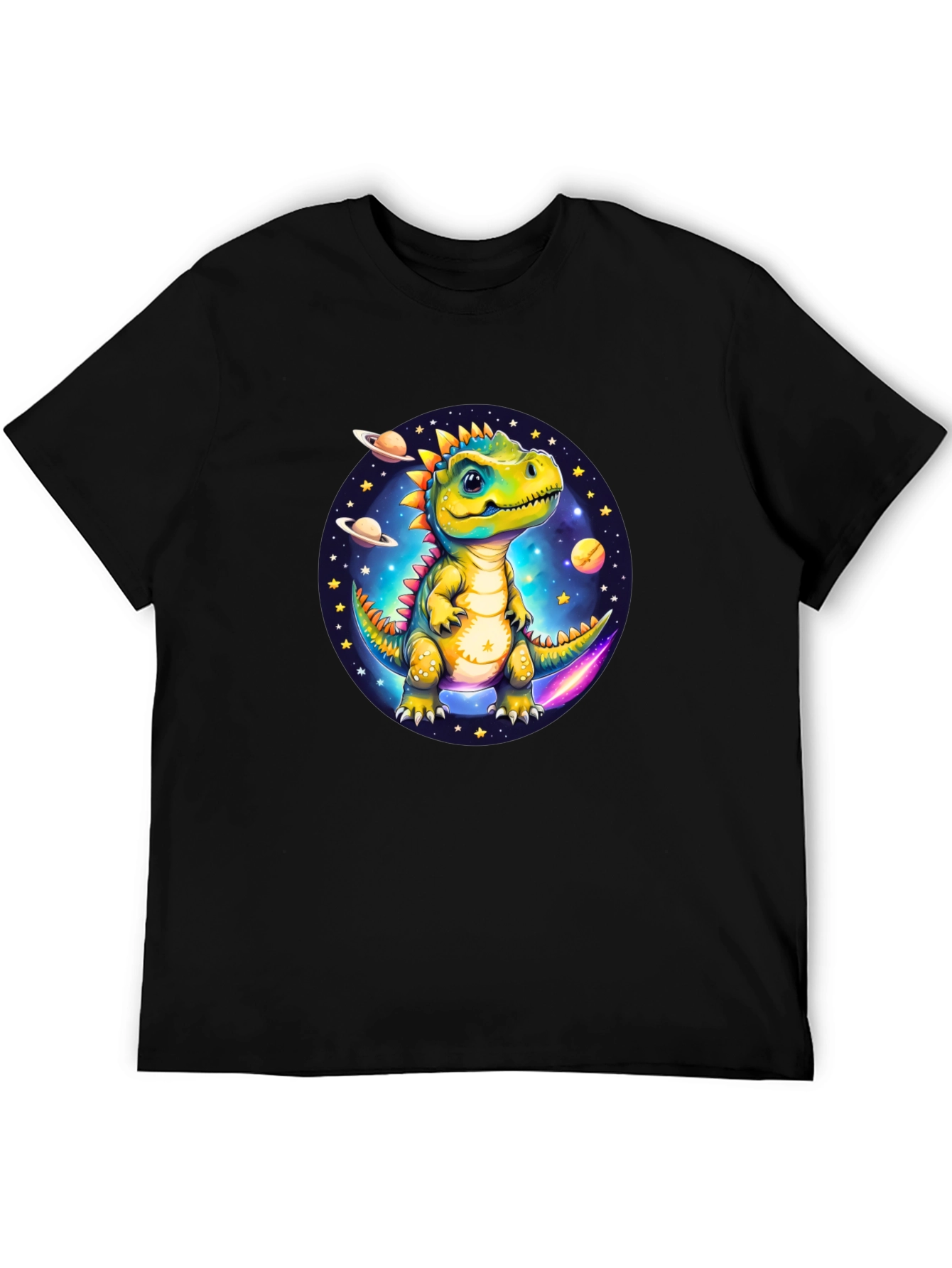 Dino in Space Black T-Shirt