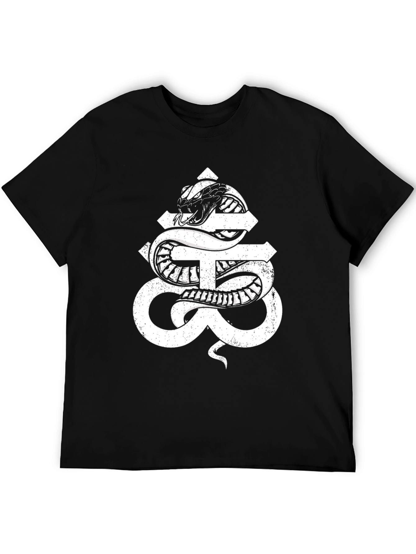 Snake Cross Graphic Black T-Shirt