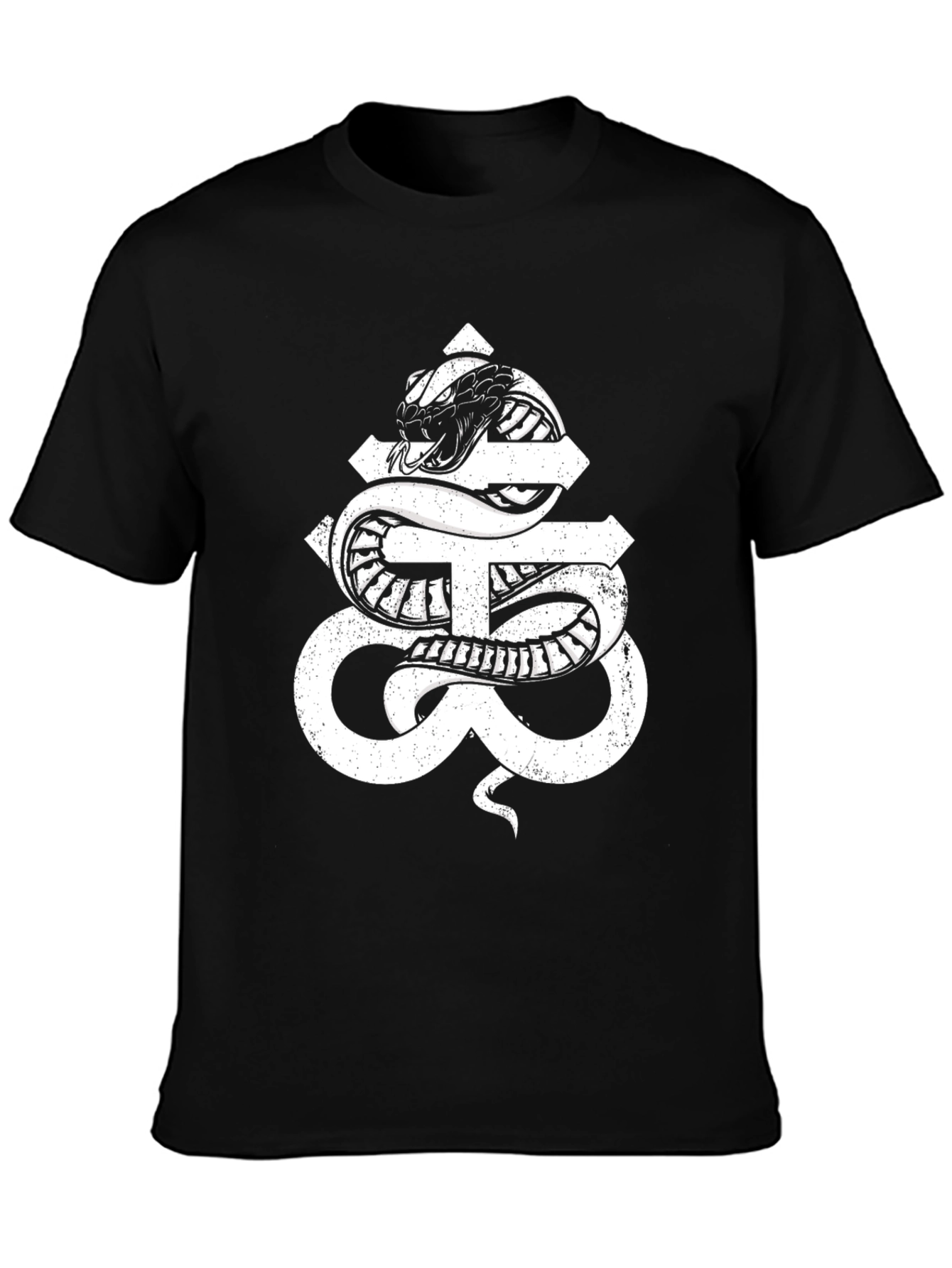 Snake Cross Graphic Black T-Shirt