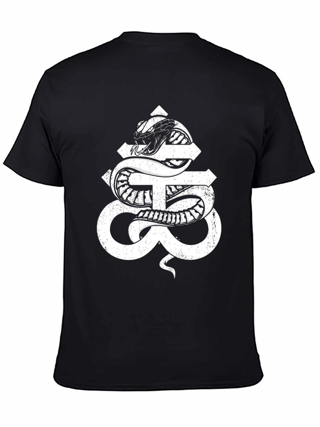 Snake Cross Graphic Black T-Shirt