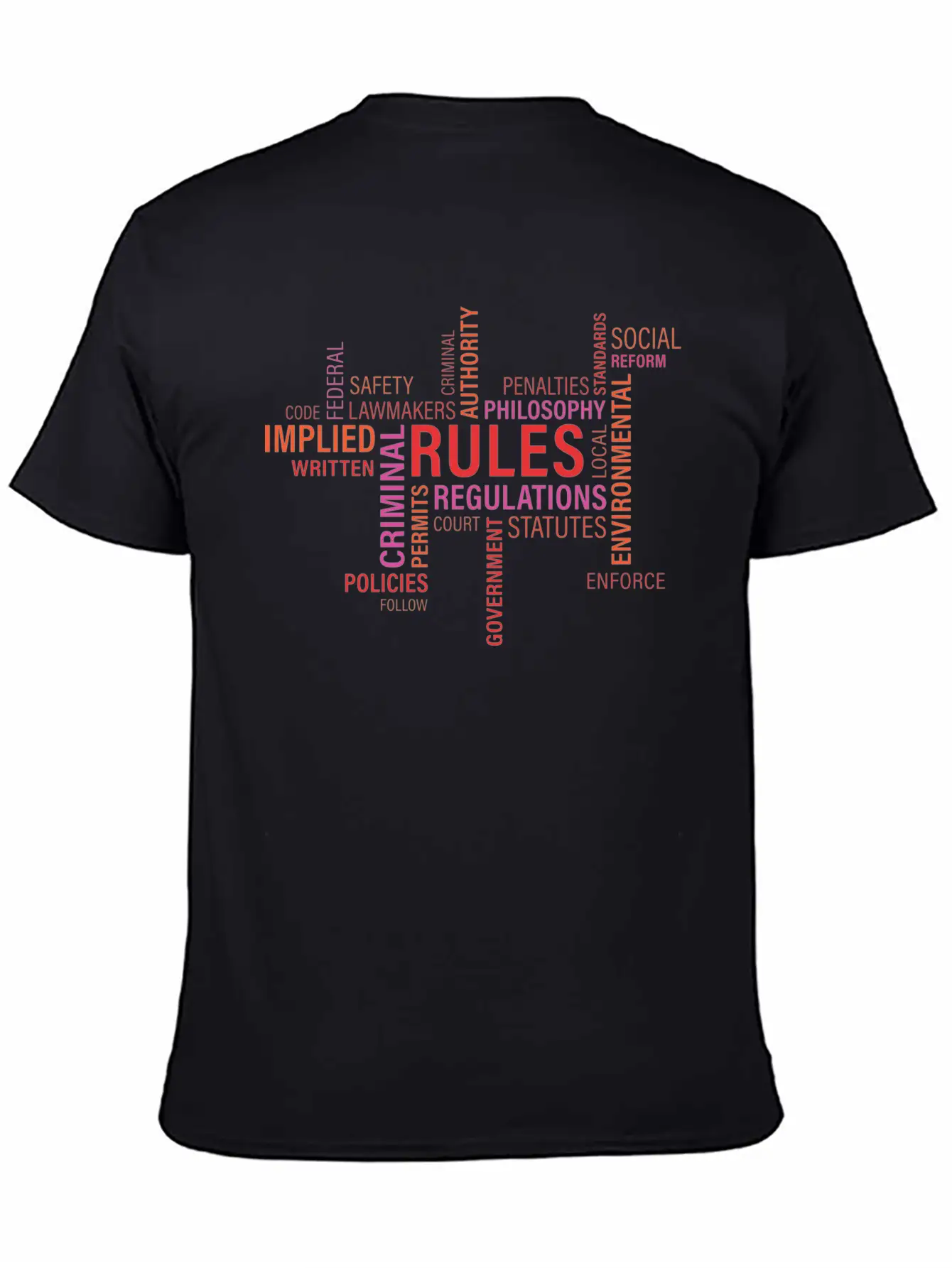 Rules Regulations Words Cloud Unisex Casual T-Shirt – Clean Design For Daily Comfort
