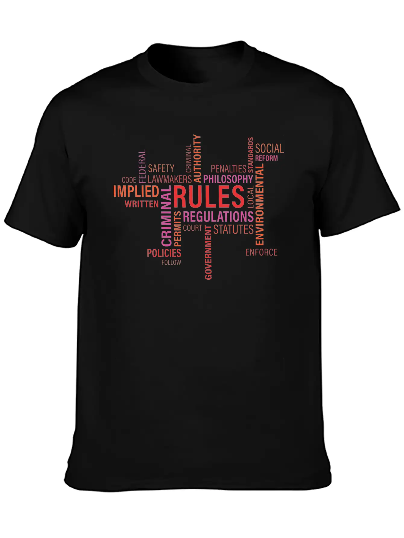 Rules Regulations Words Cloud Unisex Casual T-Shirt – Clean Design For Daily Comfort