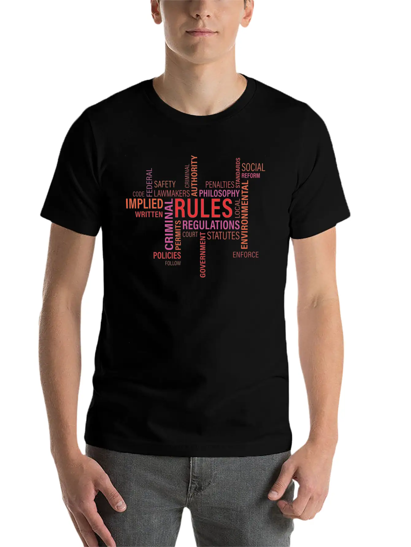 Rules Regulations Words Cloud Unisex Casual T-Shirt – Clean Design For Daily Comfort