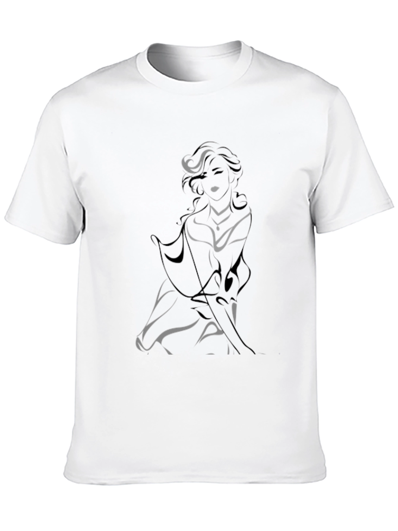 Elegant Silhouette Graphic Tee - Black Cotton