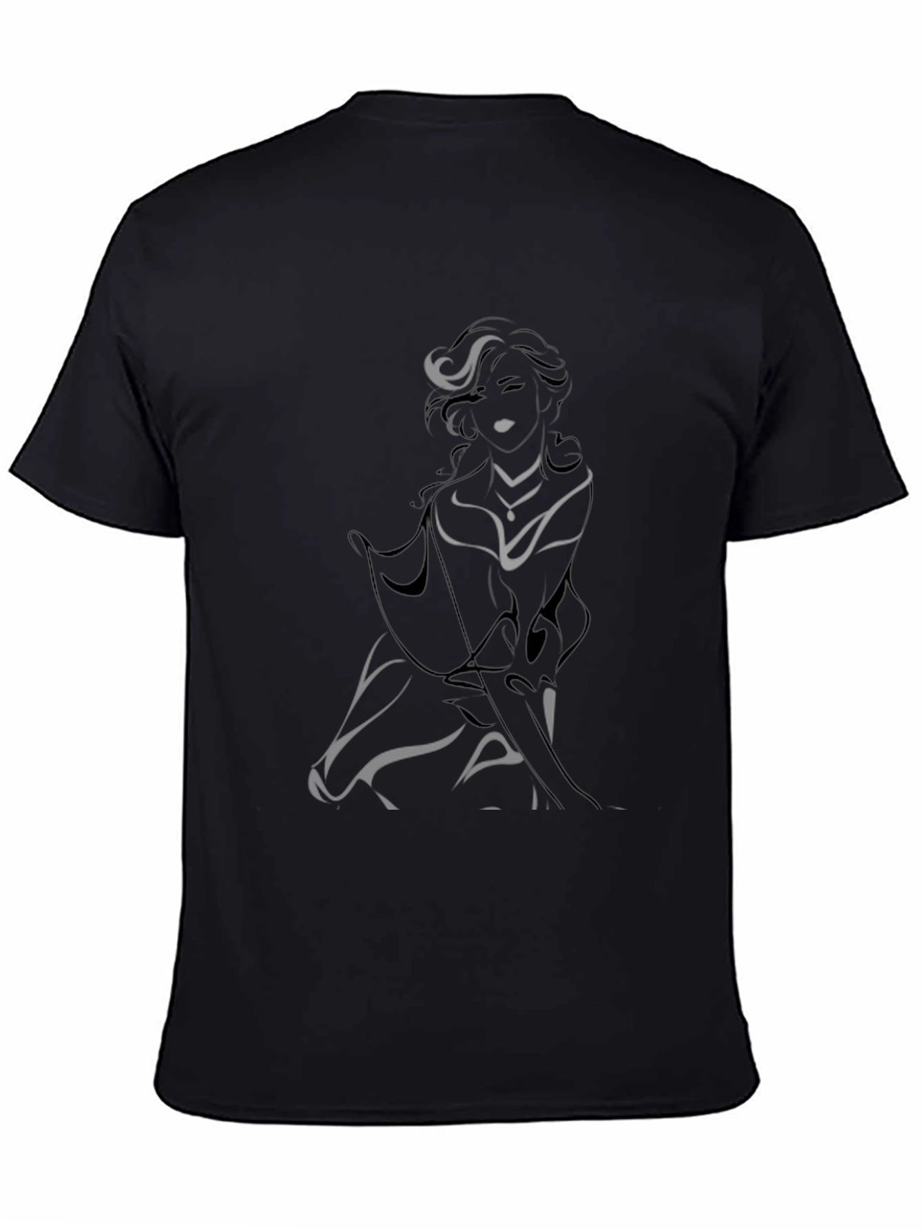 Elegant Silhouette Graphic Tee - Black Cotton