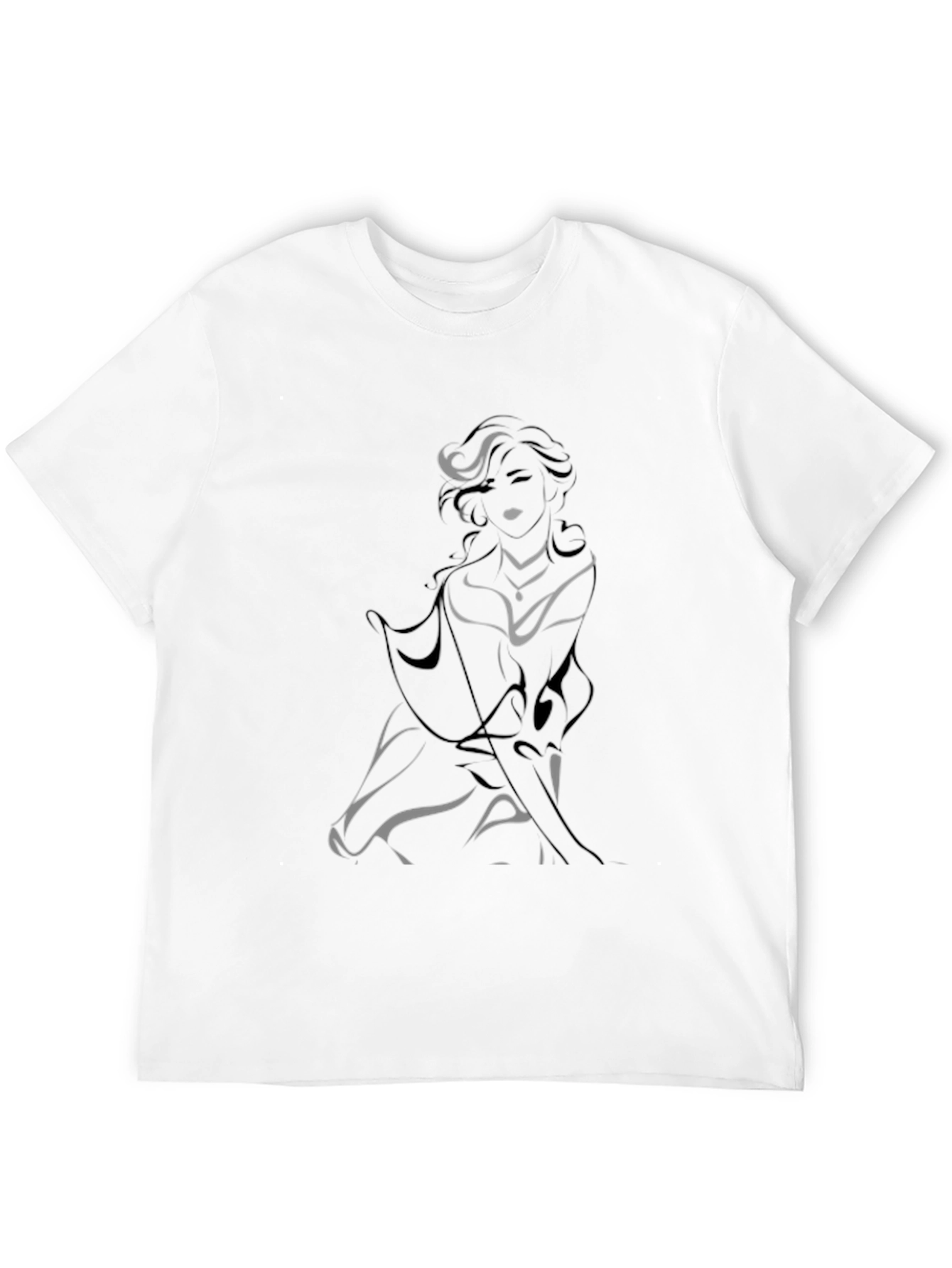 Elegant Silhouette Graphic Tee - Black Cotton