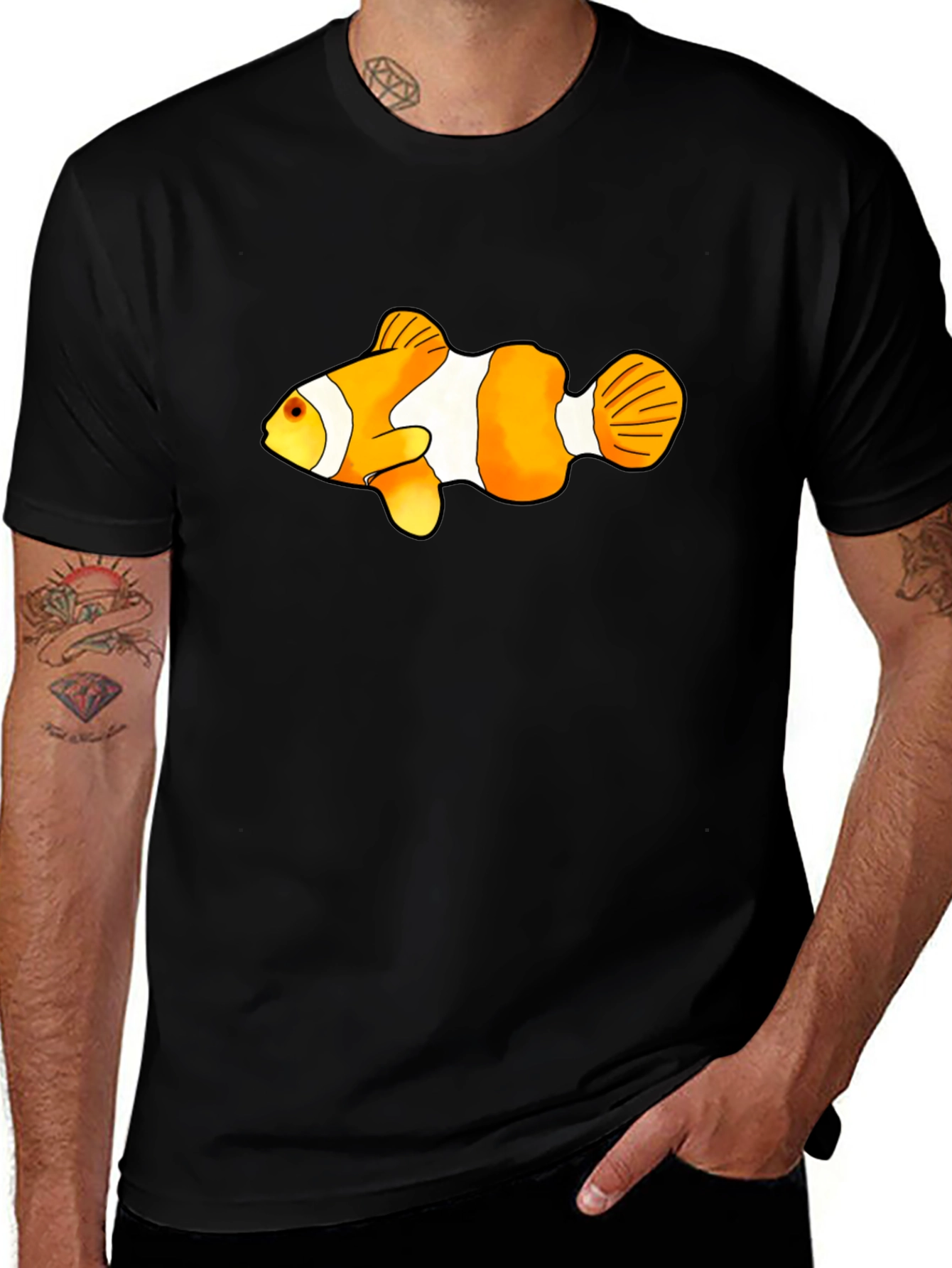 Clown Fish Graphic Tee - Black Cotton Blend