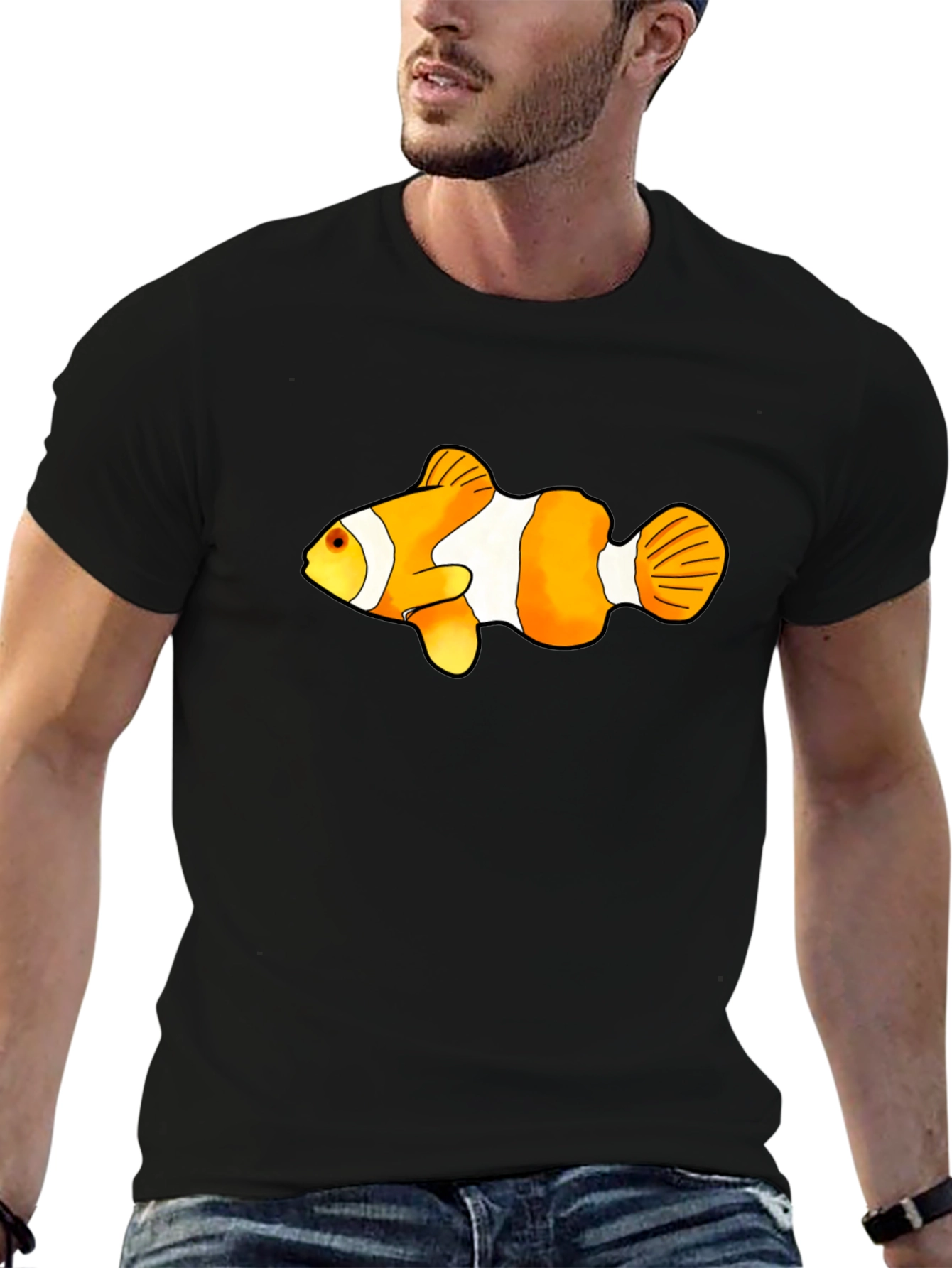 Clown Fish Graphic Tee - Black Cotton Blend