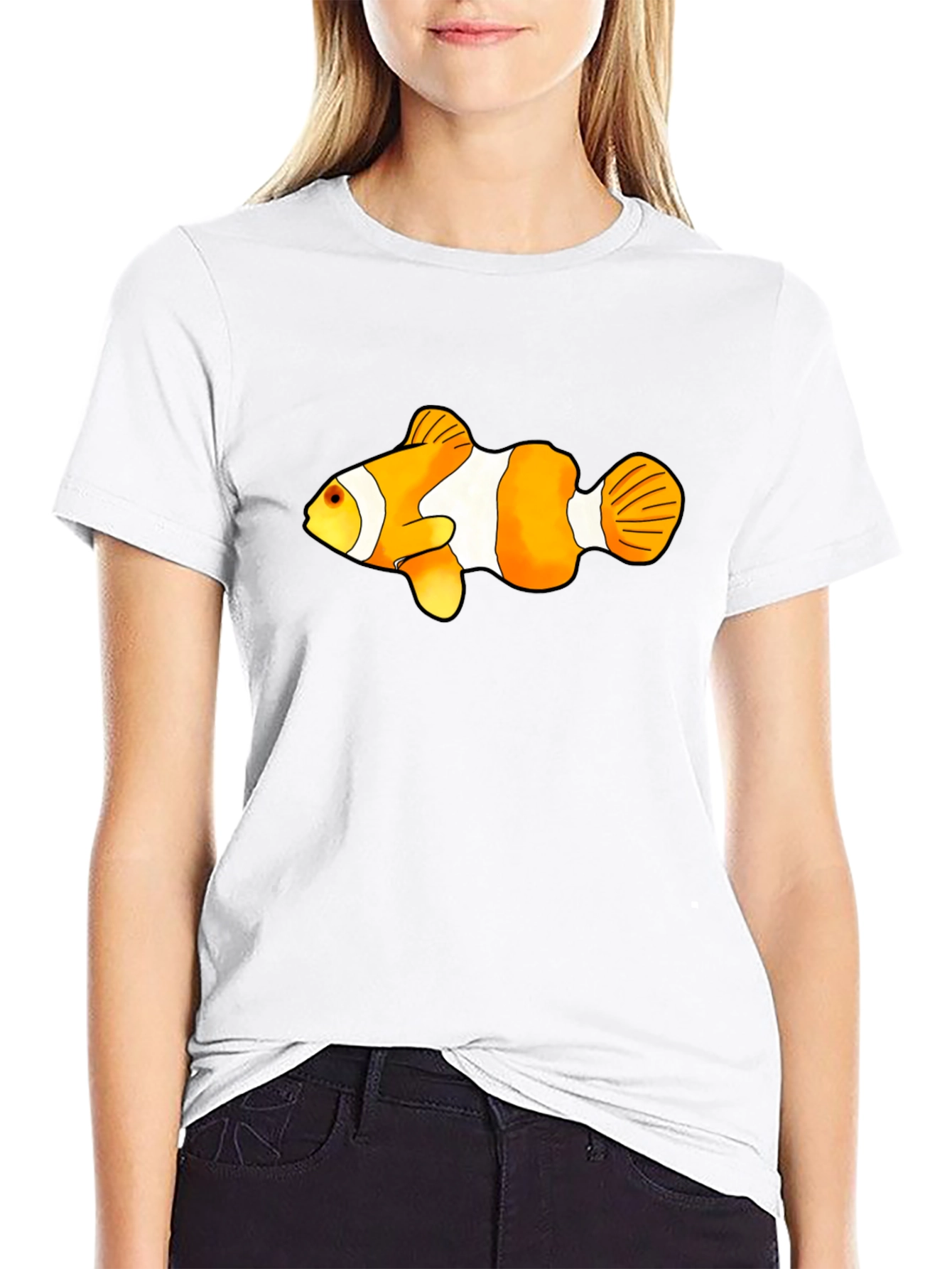 Clown Fish Graphic Tee - Black Cotton Blend