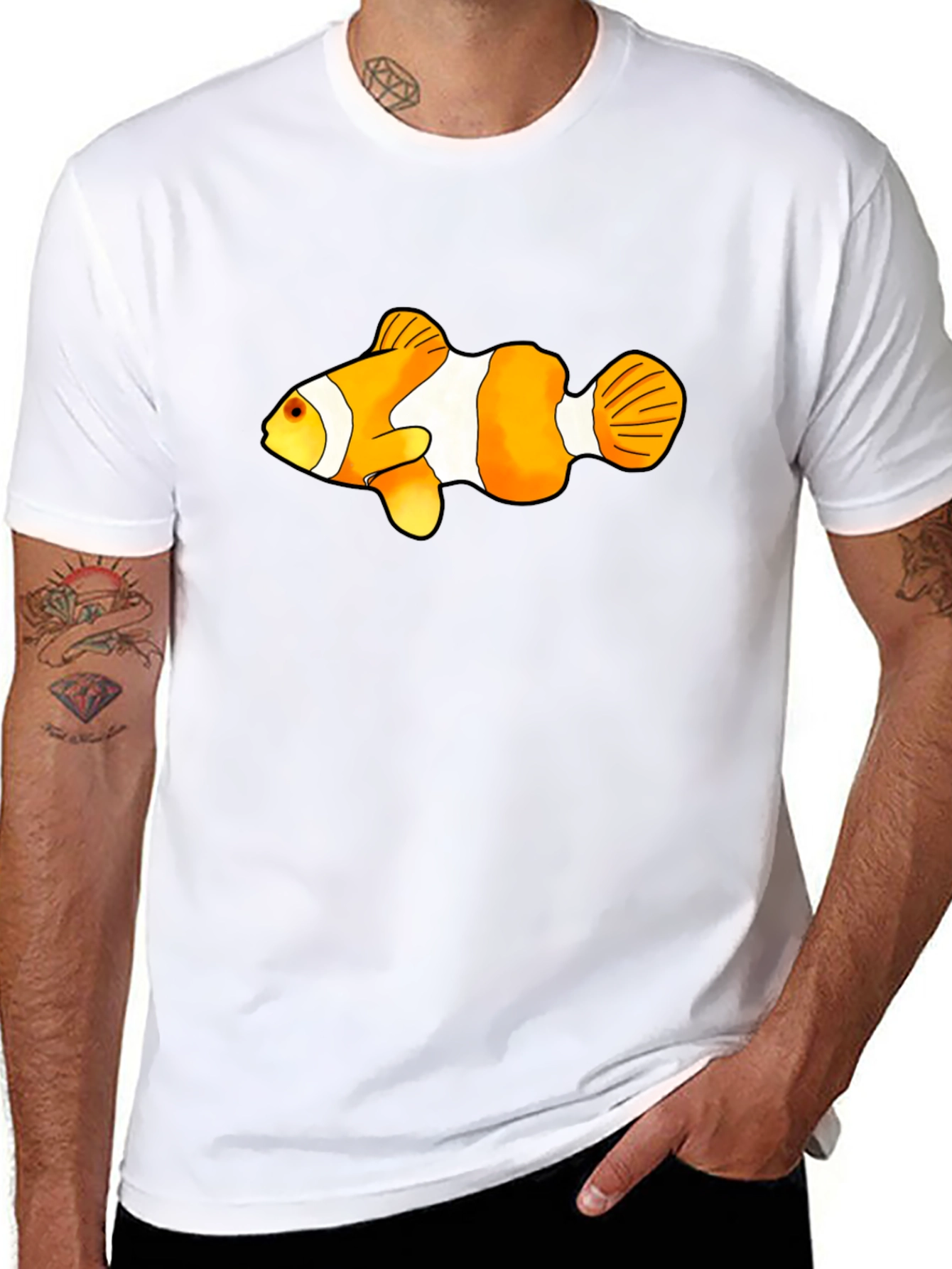 Clown Fish Graphic Tee - Black Cotton Blend